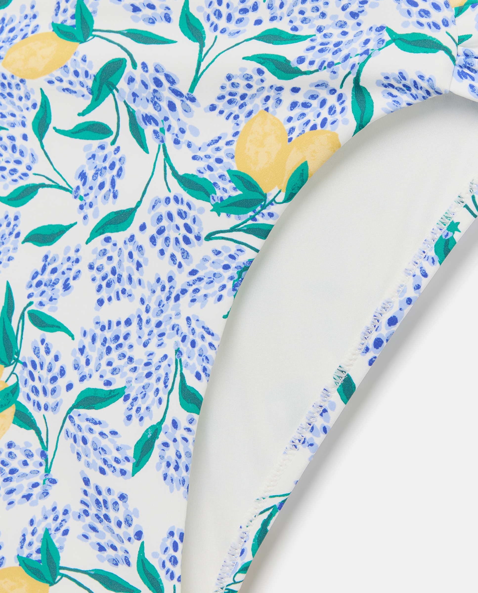 Cueca de Biquíni Rouched com Estampado de Limões Branco-5