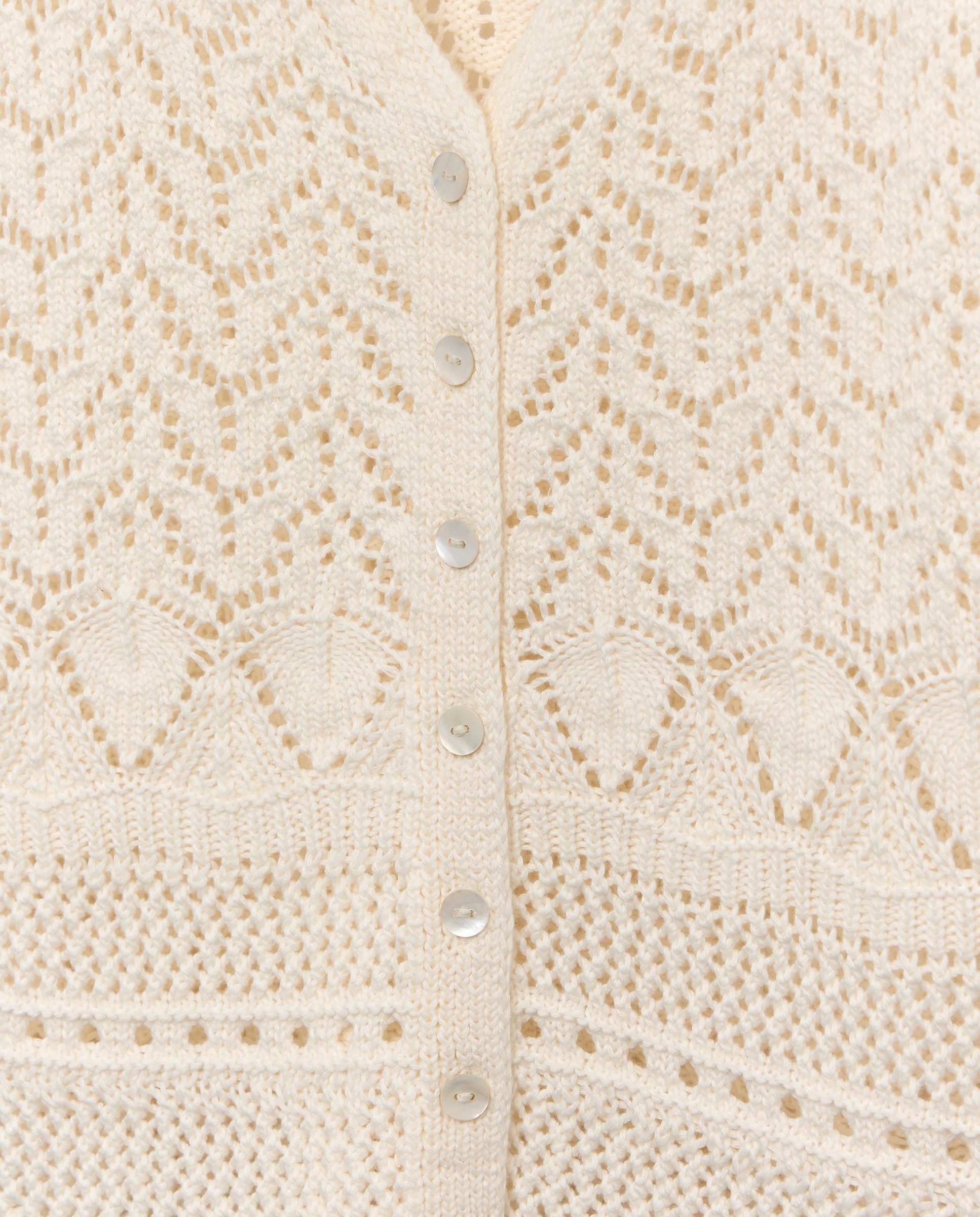 Top de Malha Tipo Crochet de Alças com Botões 120 Cru-5