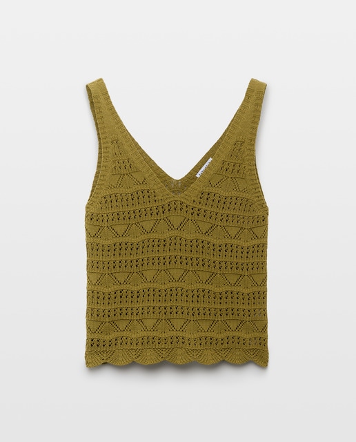 Imagem 0 de Top de Malha de Crochet com Rendilhado