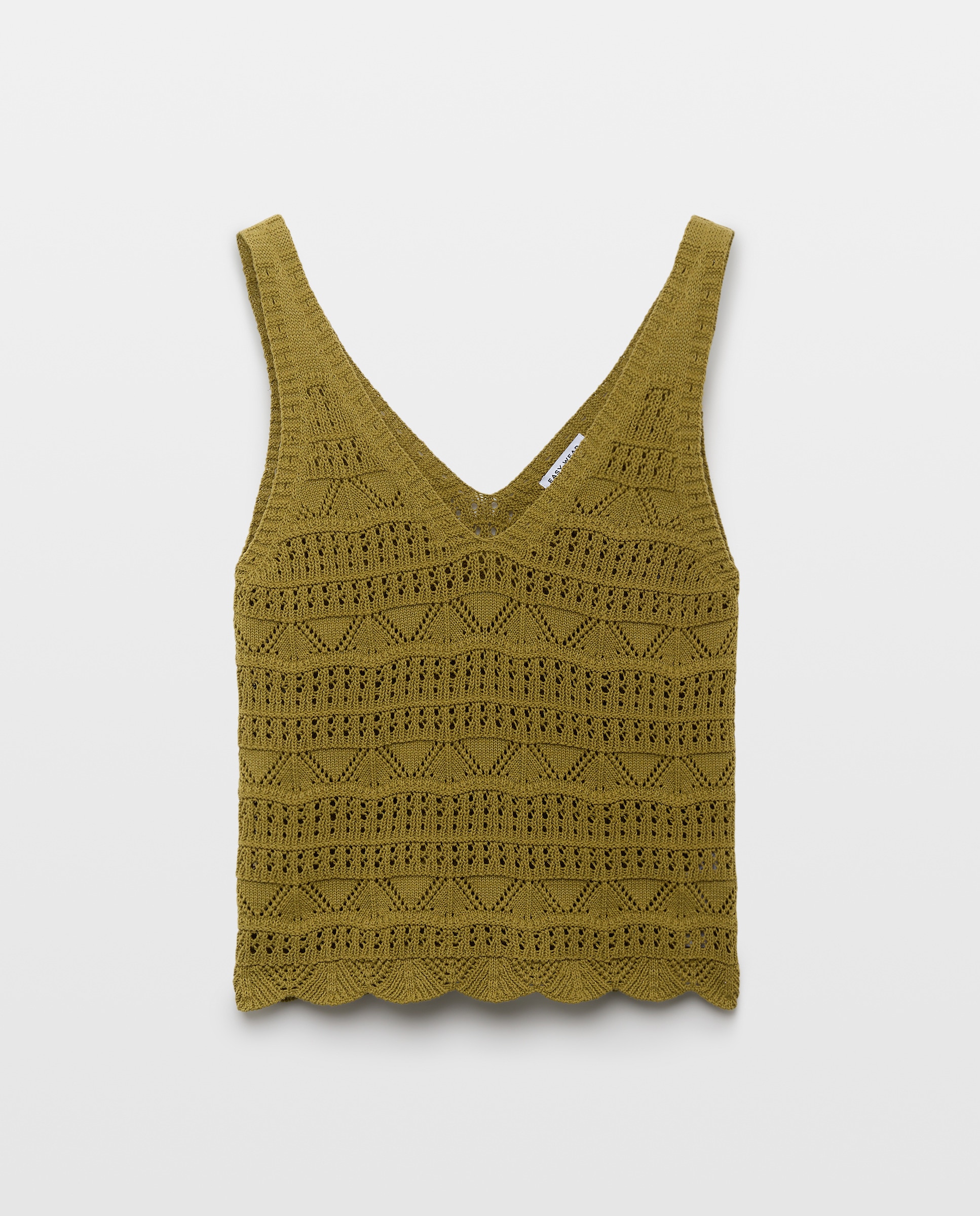 Top de Malha de Crochet com Rendilhado 560 Azeitona-5