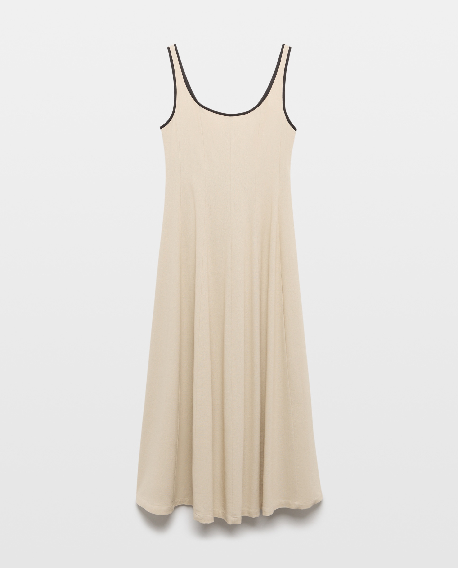 Vestido Midi com Vivos em Contraste Vison Claro-4