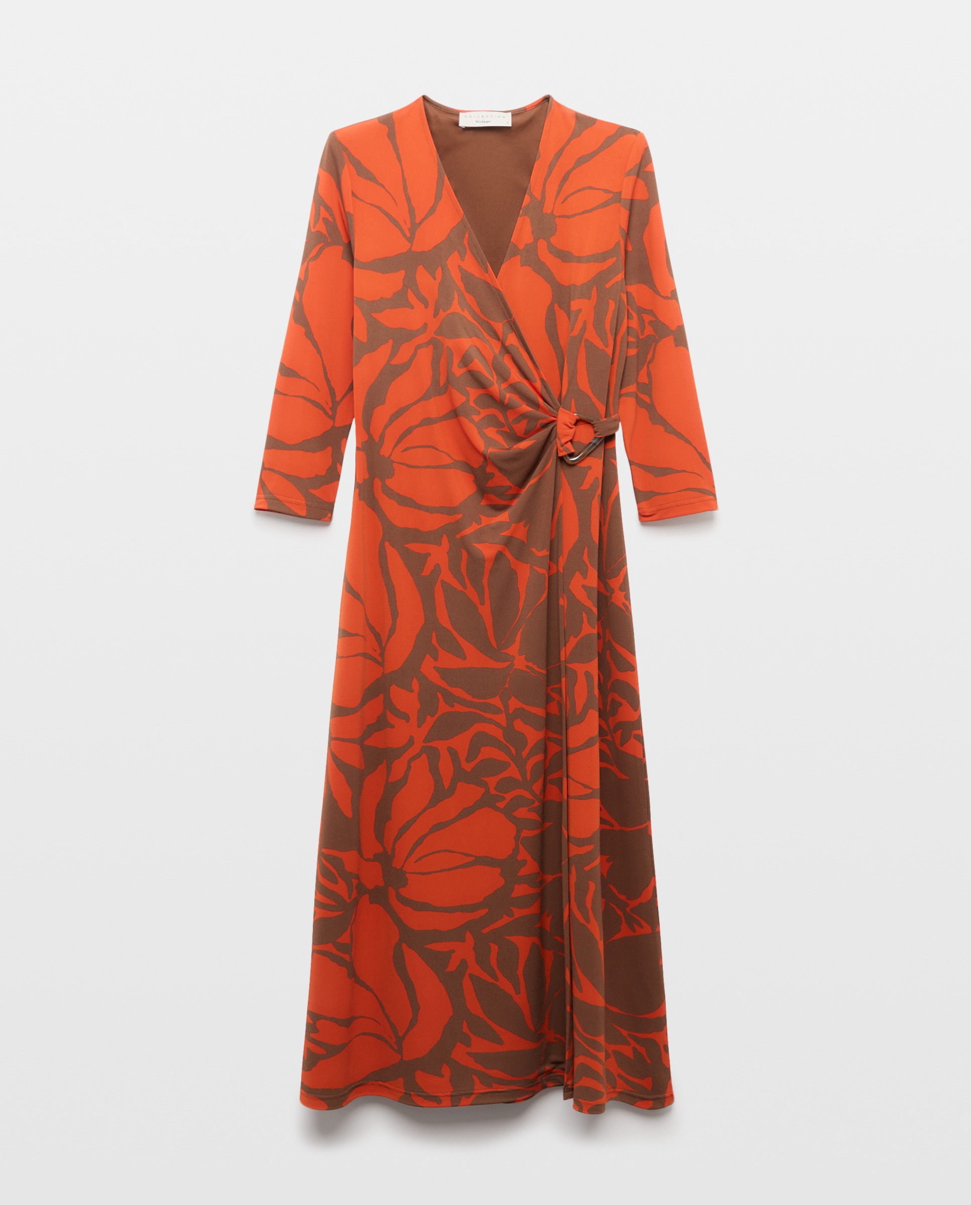 Vestido Midi com Manga Comprida e Estampado Floral Vermelho-4
