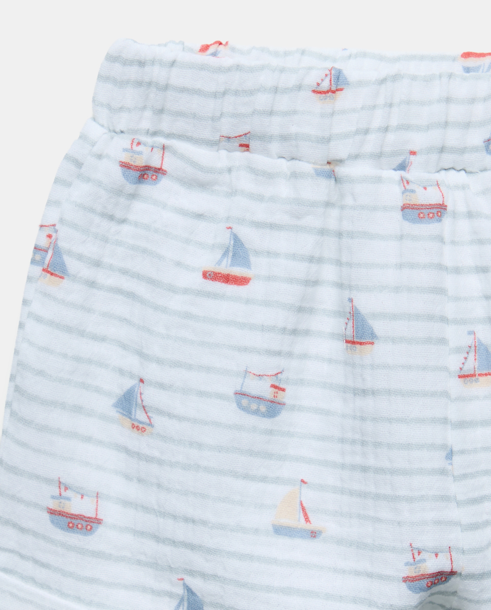 Pijama Curto de Bebé em Chiffon com Barcos Cotton Juice Branco-3