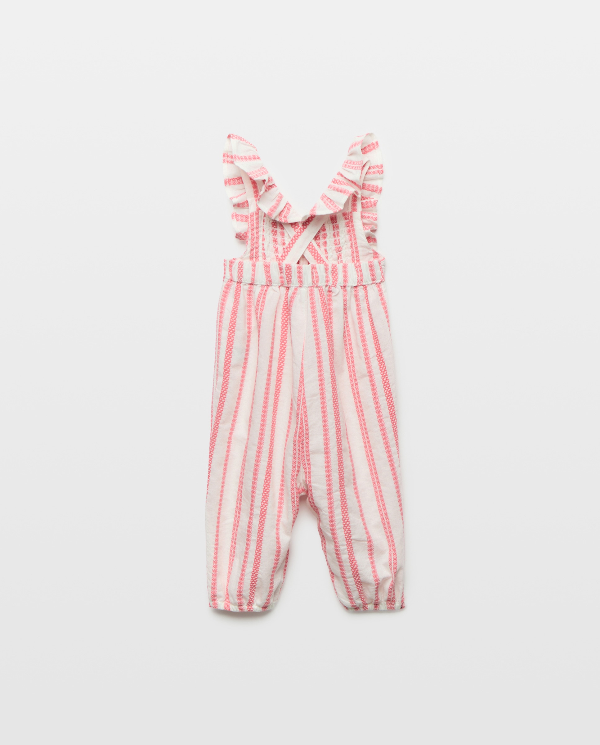 Jardineiras Planas de Bebé às Riscas Rosa-2