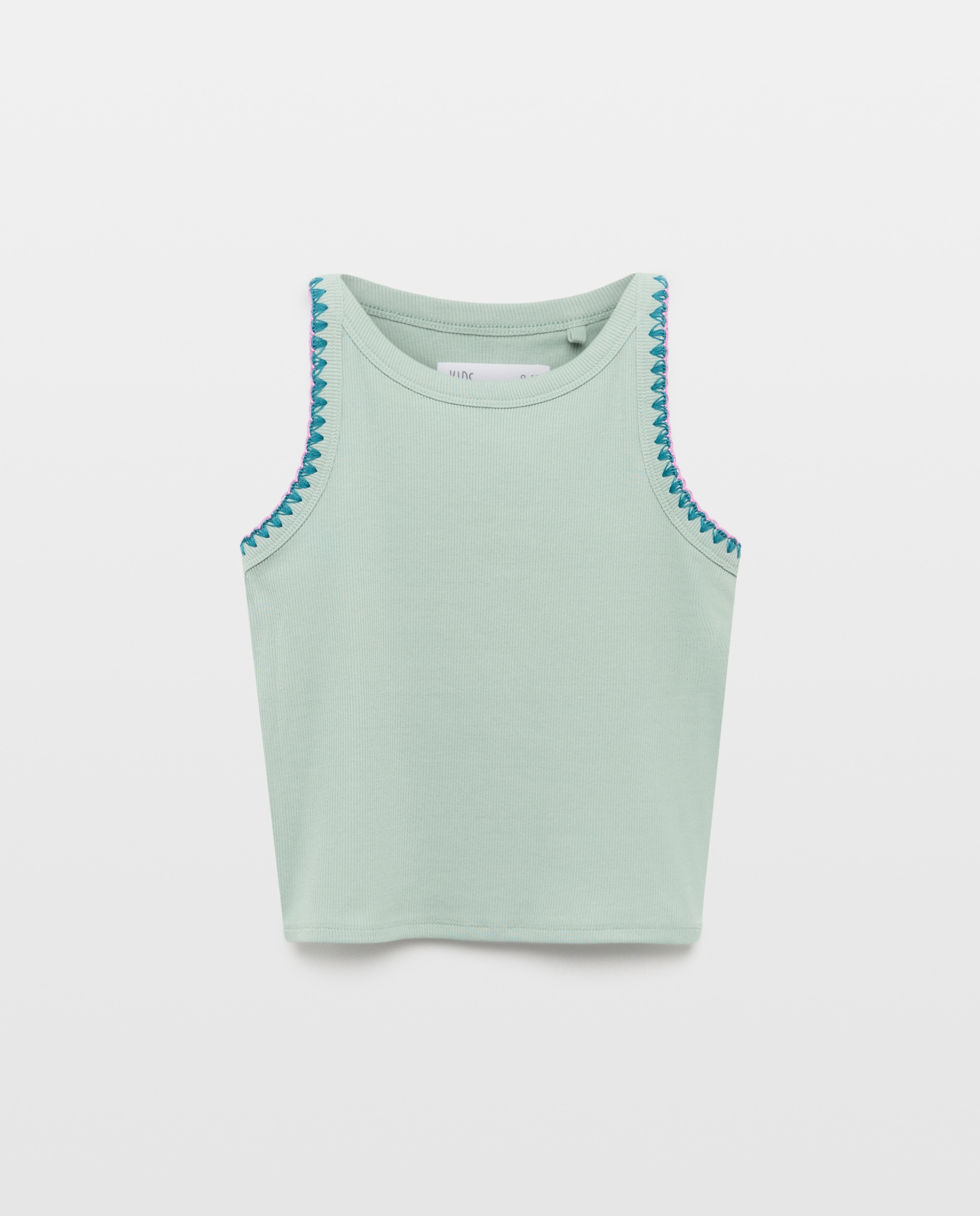 T-shirt sem Mangas e com Debruado de Crochet 510 Verde Claro-4