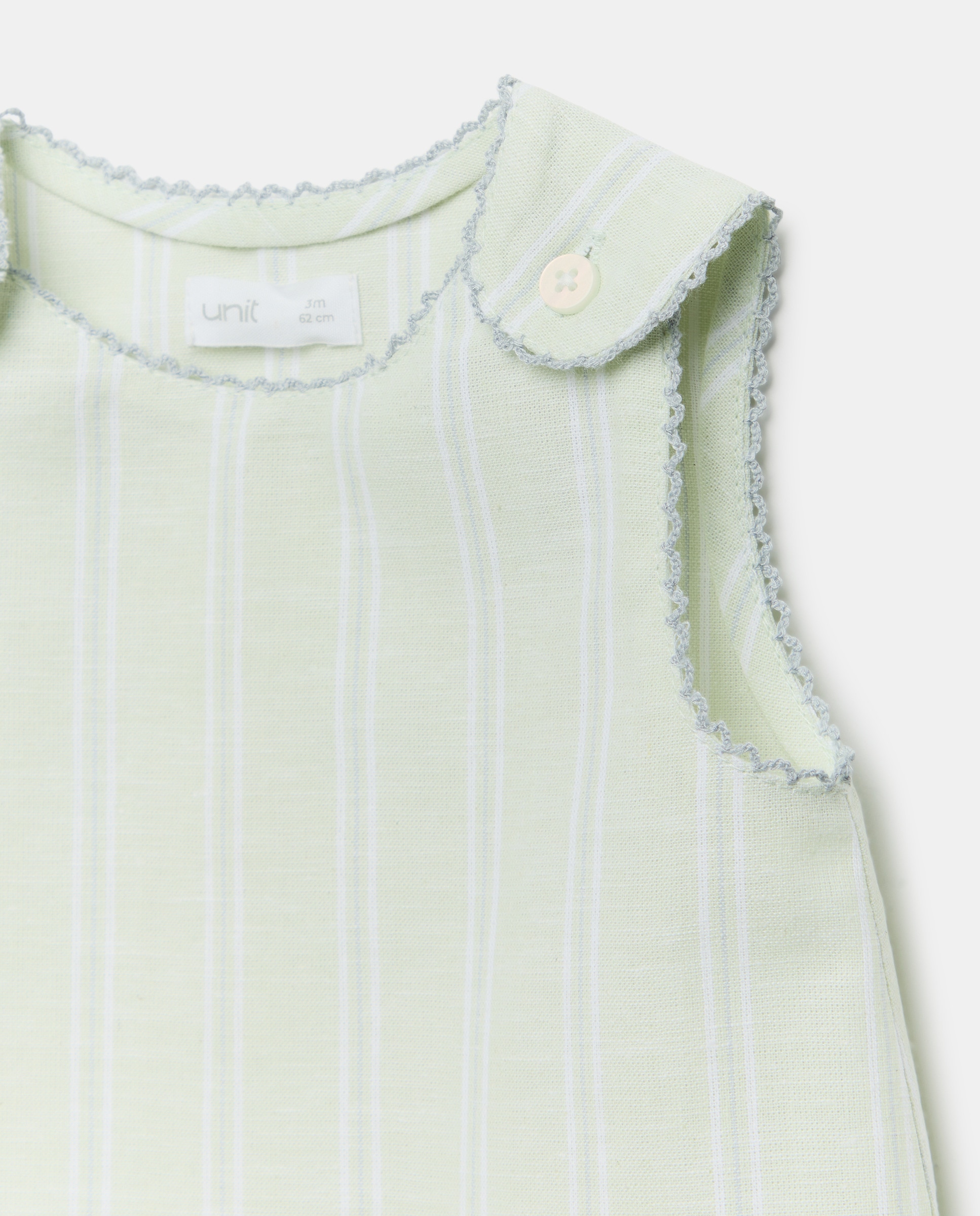Pijama de bebé de lino sin mangas 582 Verde agua-3
