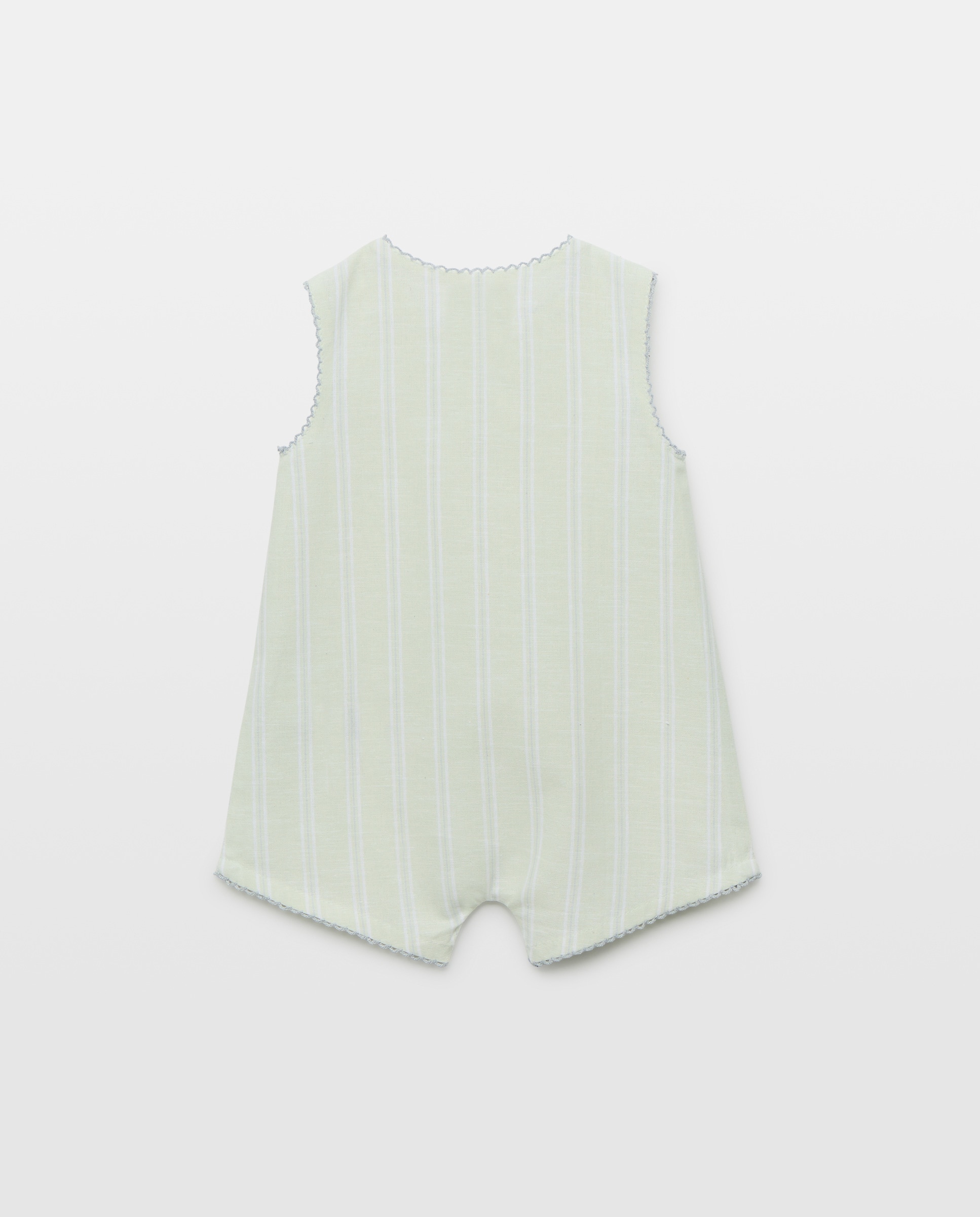 Pijama de bebé de lino sin mangas 582 Verde agua-2