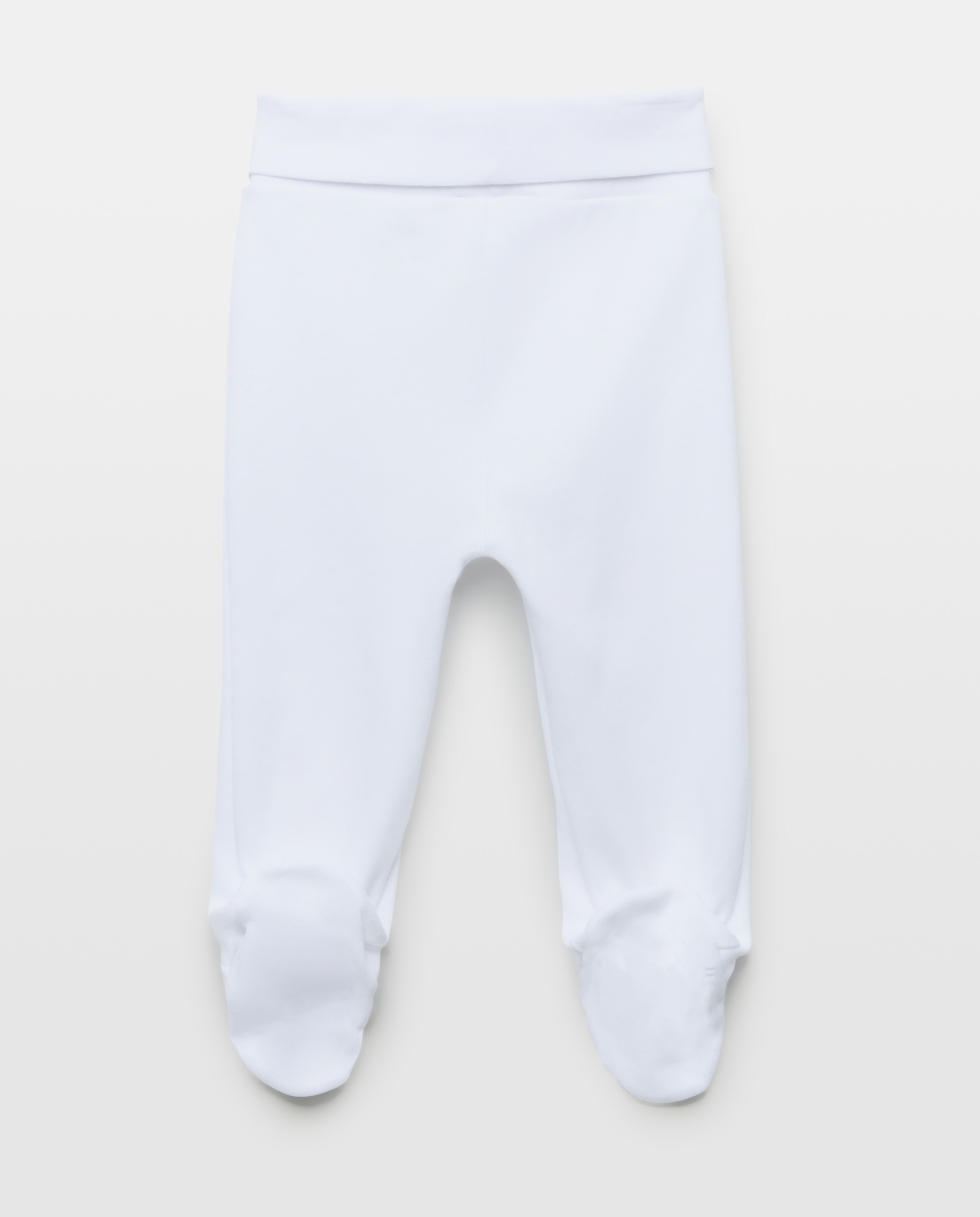 Pack de 2 Calças com Pés Lisas de Bebé Branco-2