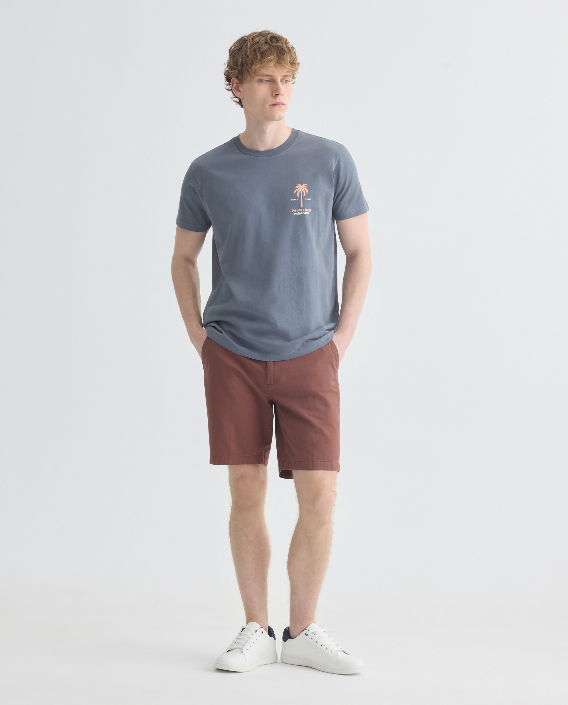 Camiseta de hombre manga corta PALM TREE PARADISE 400 Azul-2