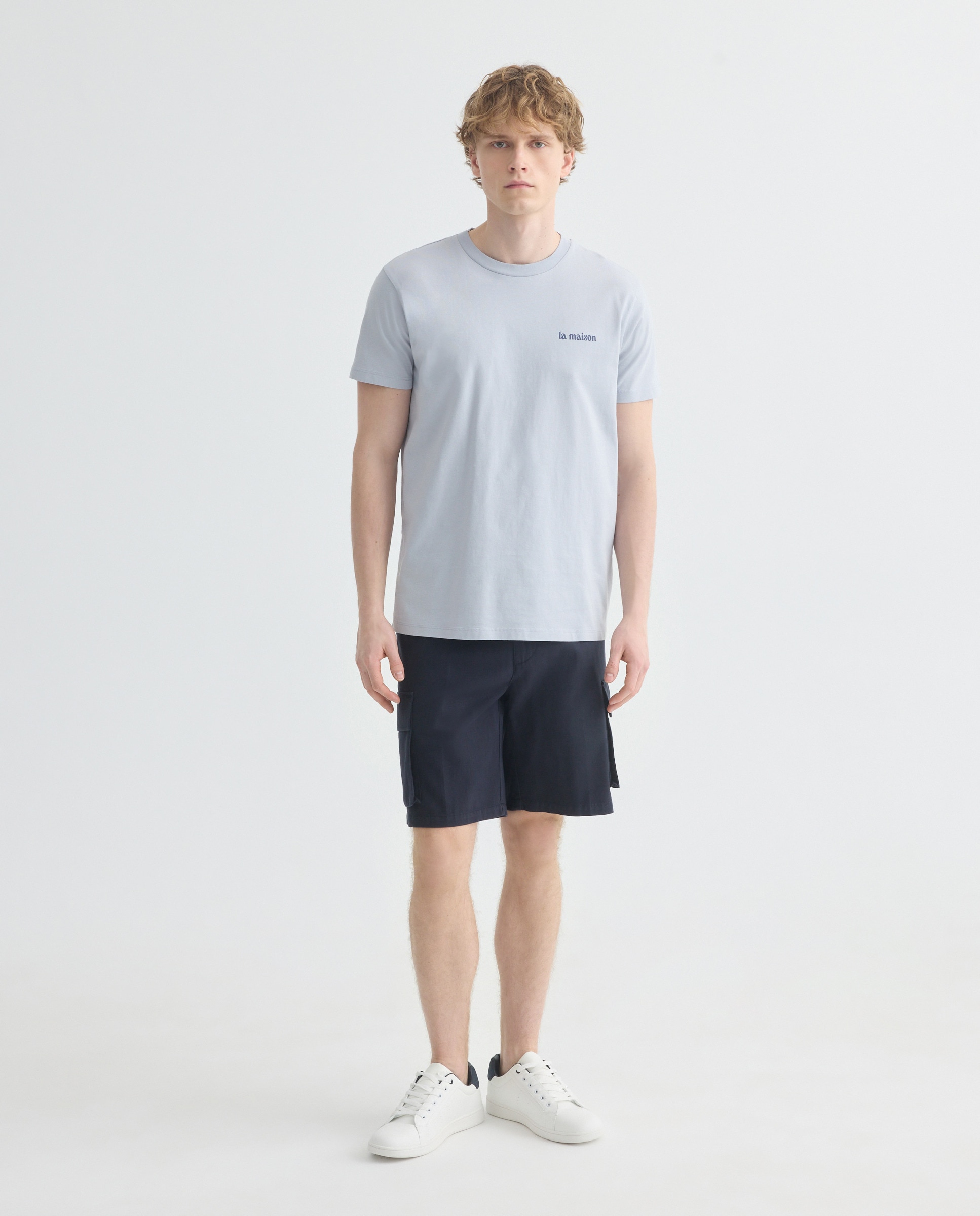 Camiseta de hombre manga corta la maison 410 Azul claro-2