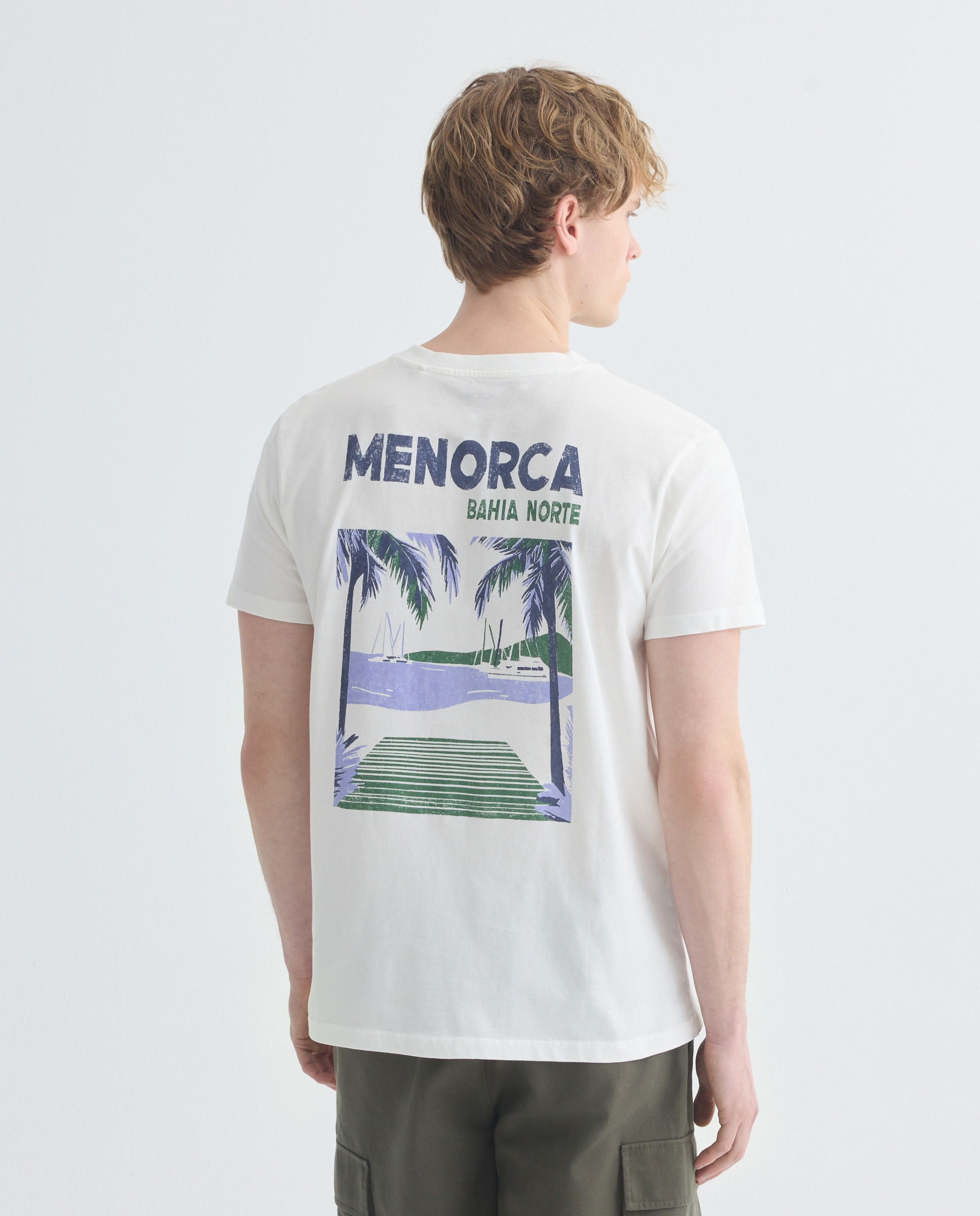 Camiseta de hombre manga corta MENORCA Bahia Norte 120 Crudo-3