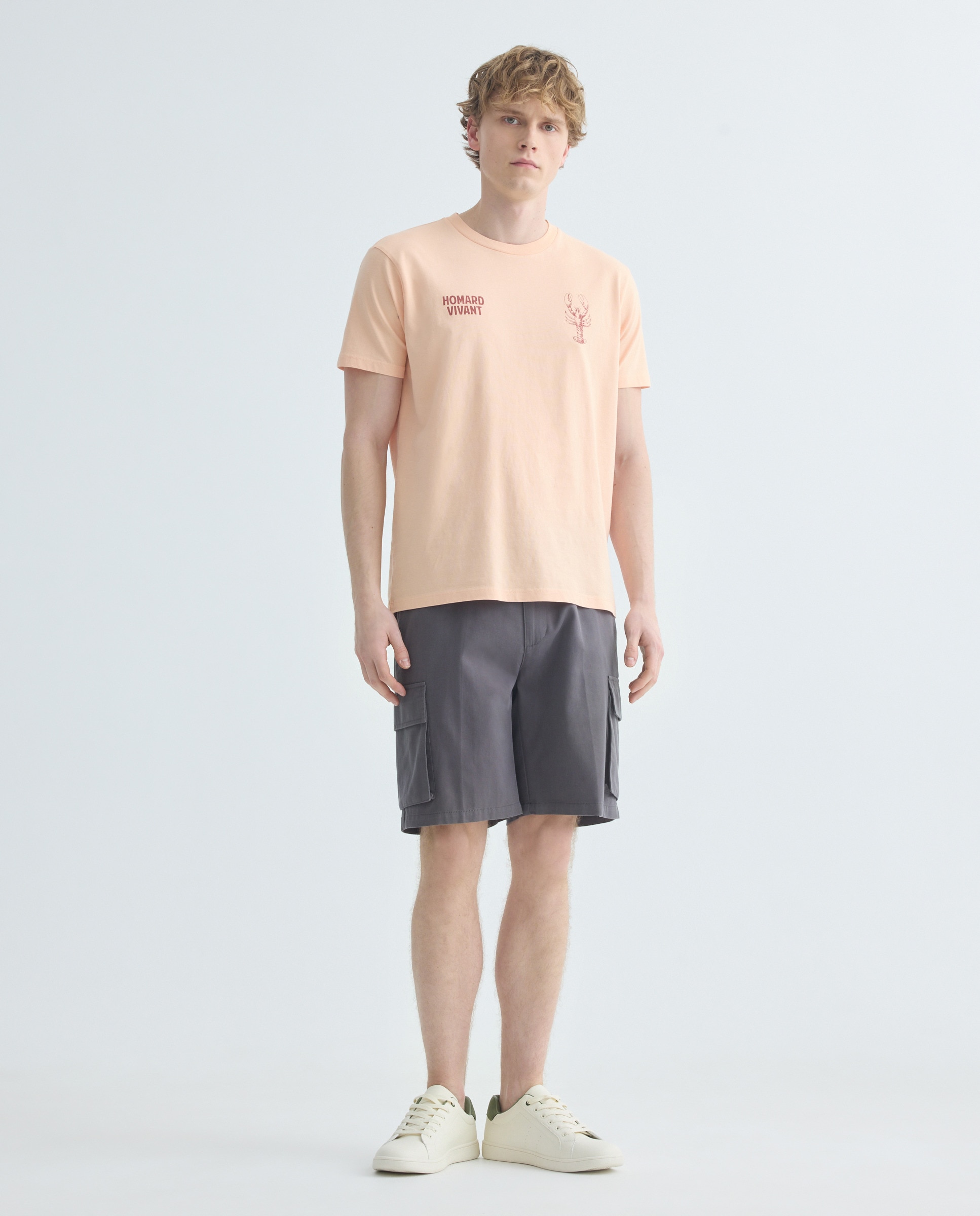 Camiseta de hombre manga corta HOMARD VIVANT 660 Naranja-2