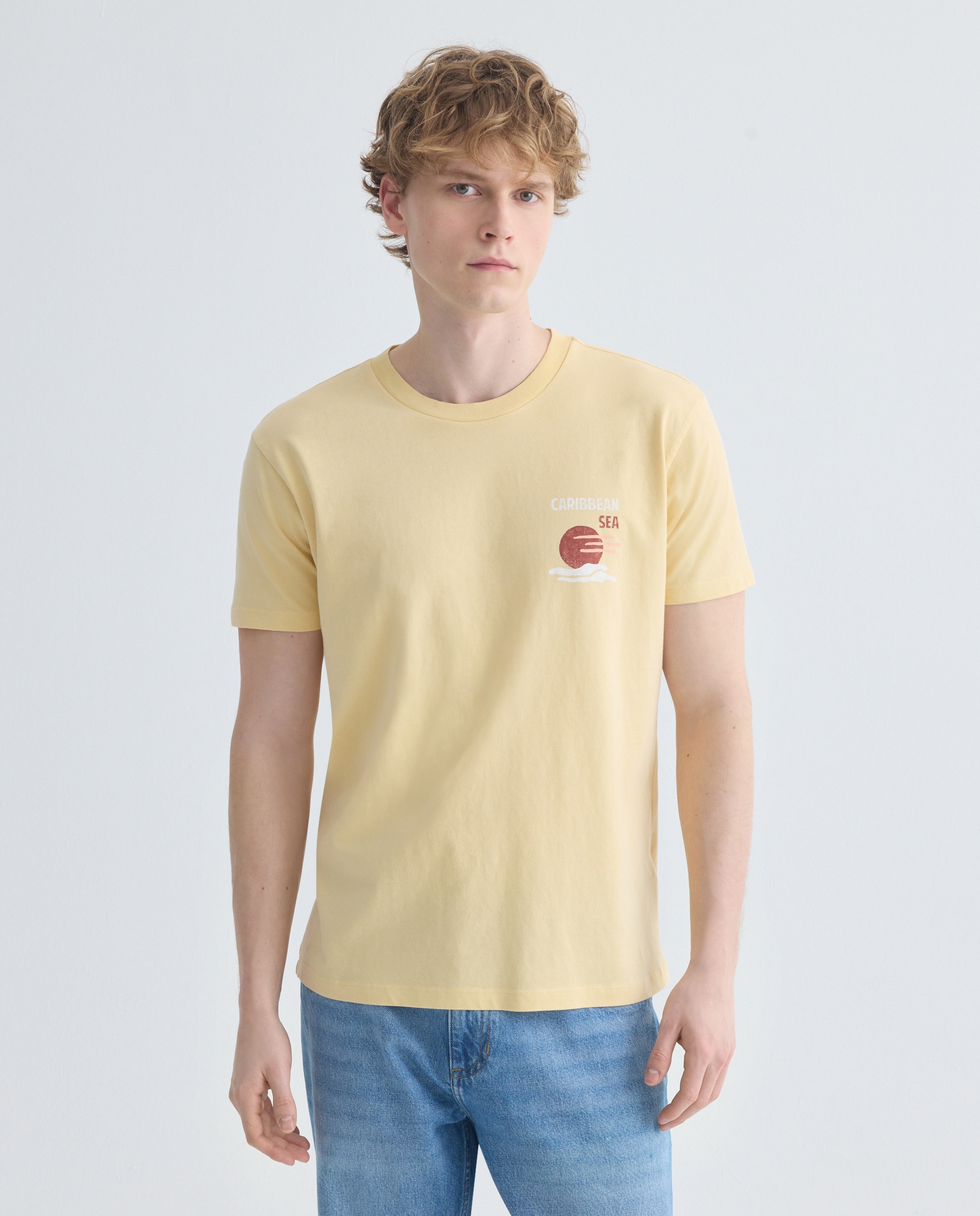 Camiseta de hombre manga corta CARIBBEAN SEA 310 Amarillo claro-2