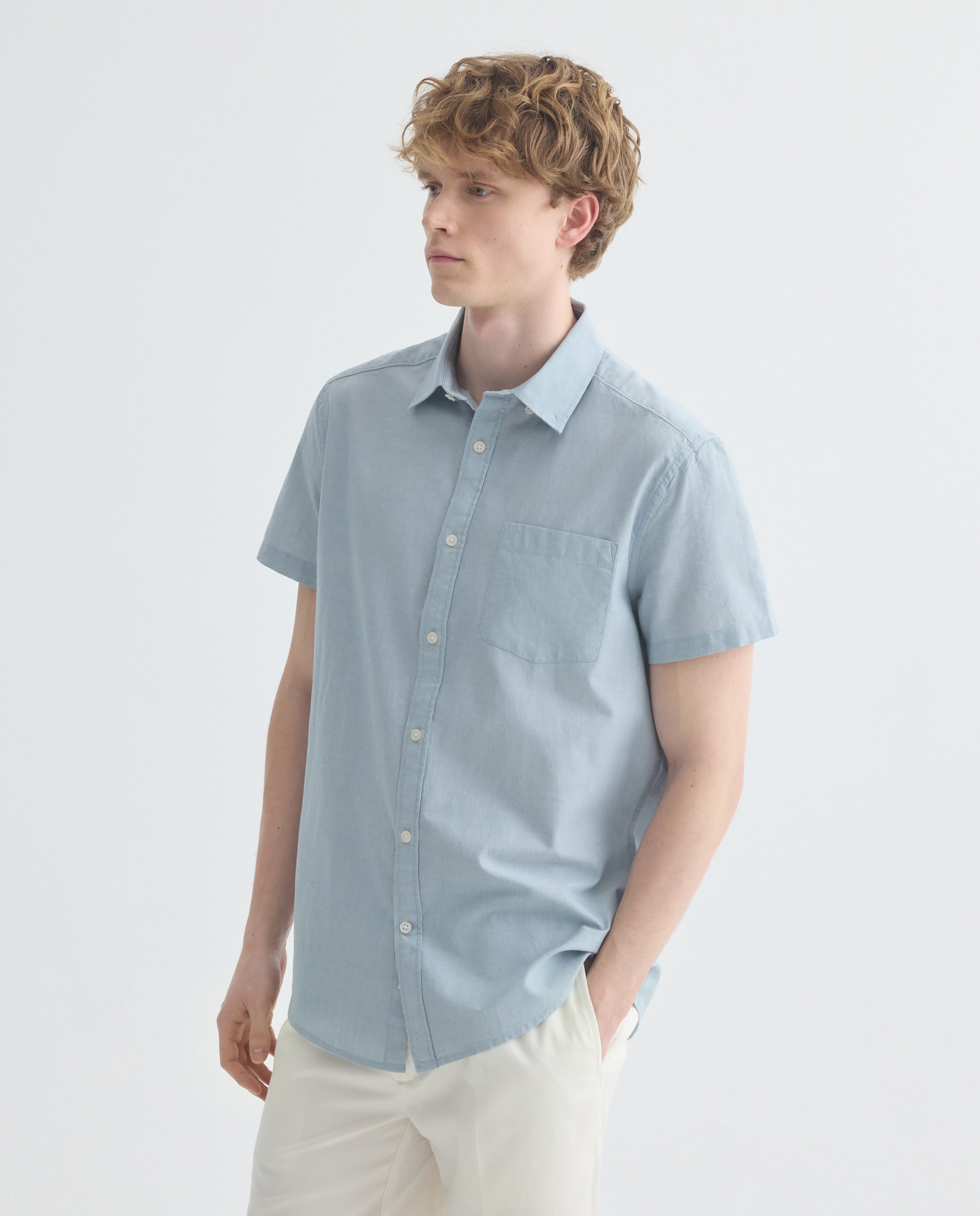 Imagen 0 de Camisa sport manga corta hombre chambray