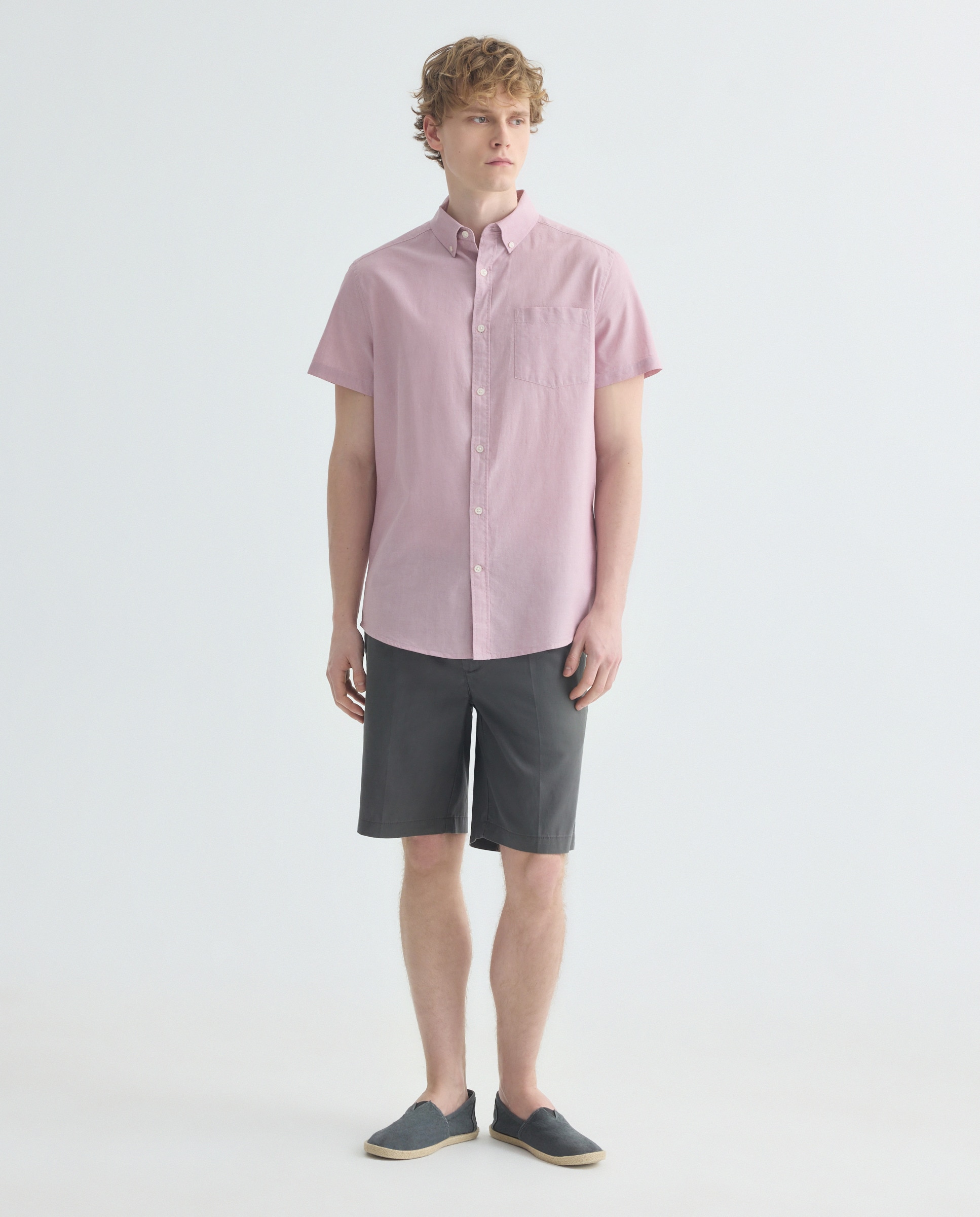 Camisa sport manga corta hombre chambray 291 Berenjena-2