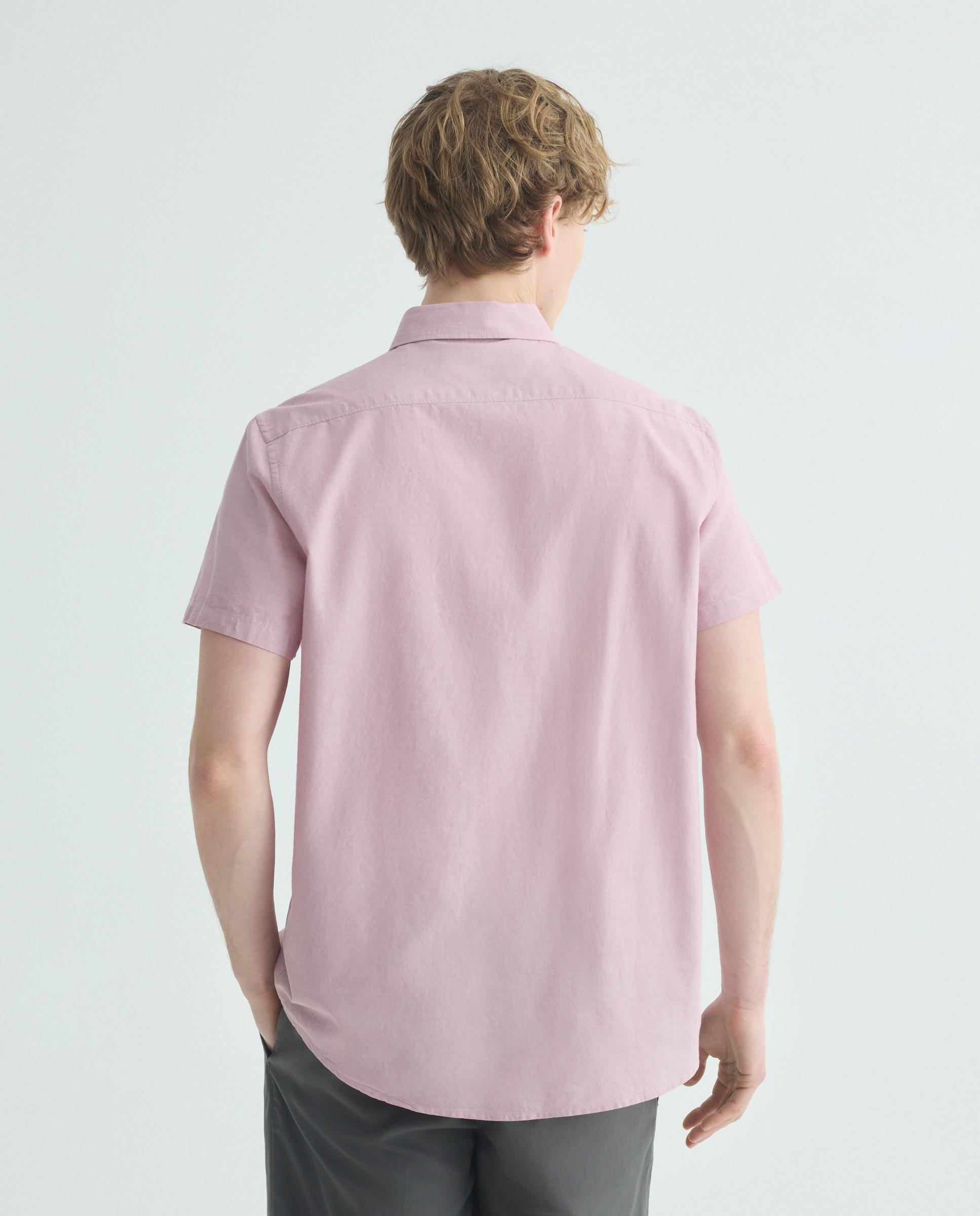 Camisa sport manga corta hombre chambray 291 Berenjena-3