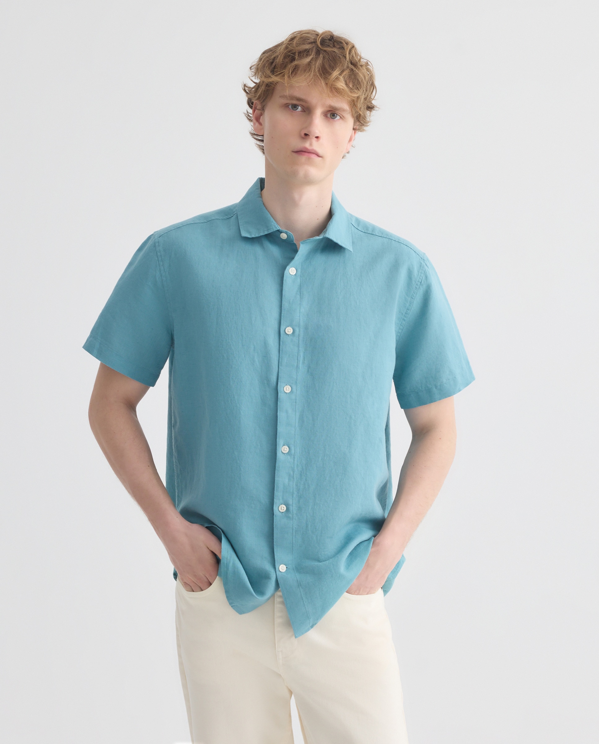 Imagen 0 de Camisa sport manga corta hombre con lino