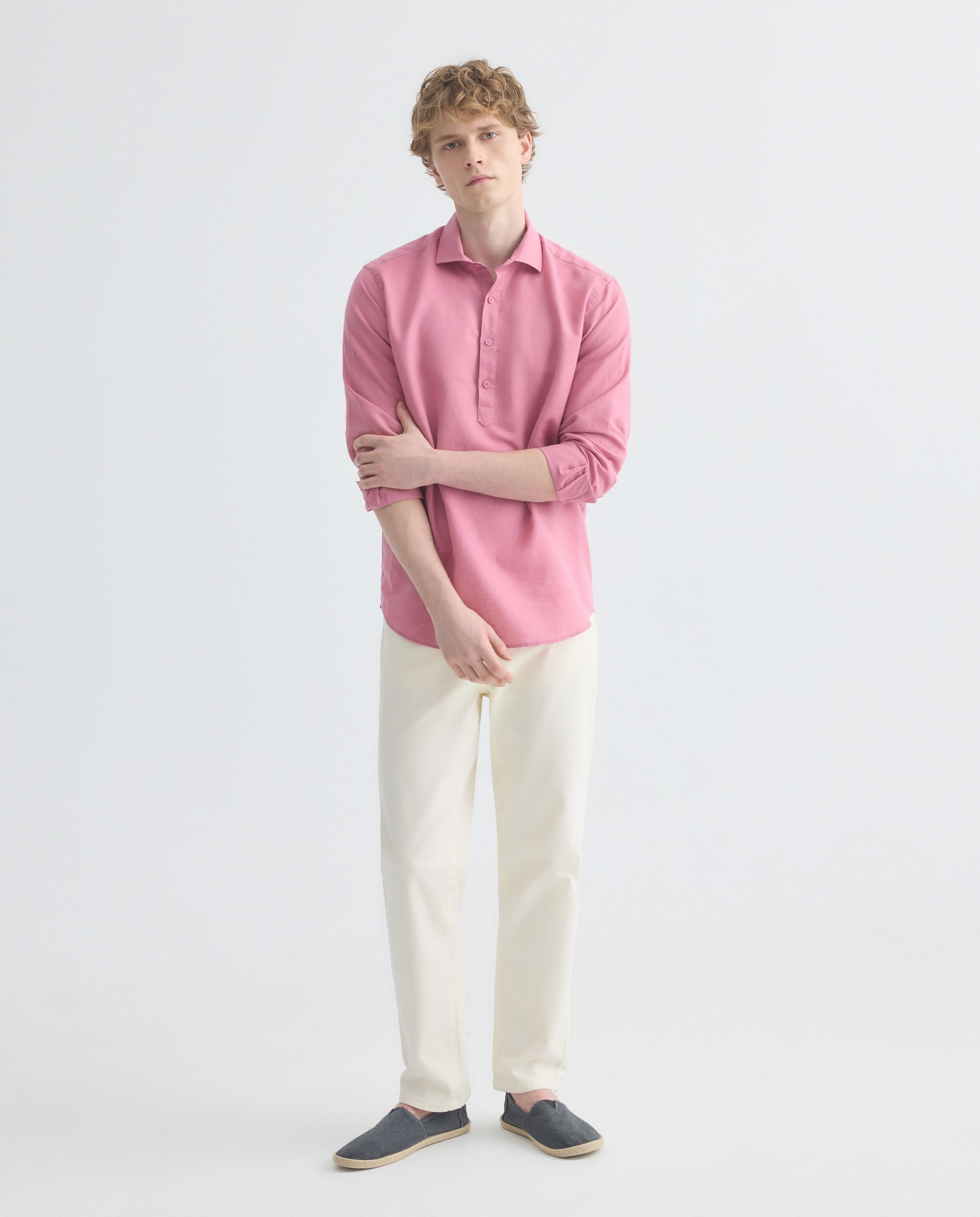 Imagen 0 de Camisa polera sport hombre lino y algodón lisa