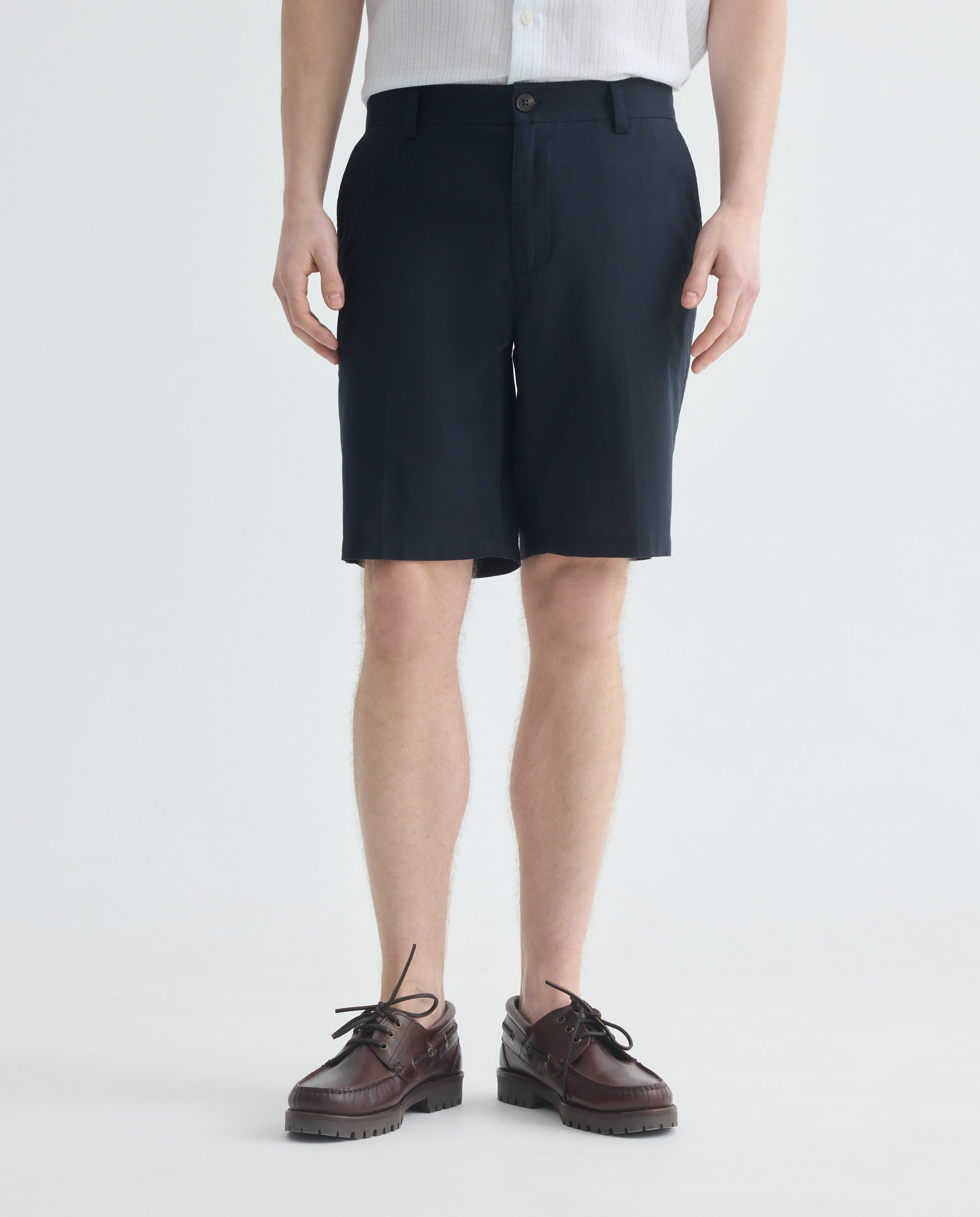 Bermuda hombre chino con lino 471 Índigo-2