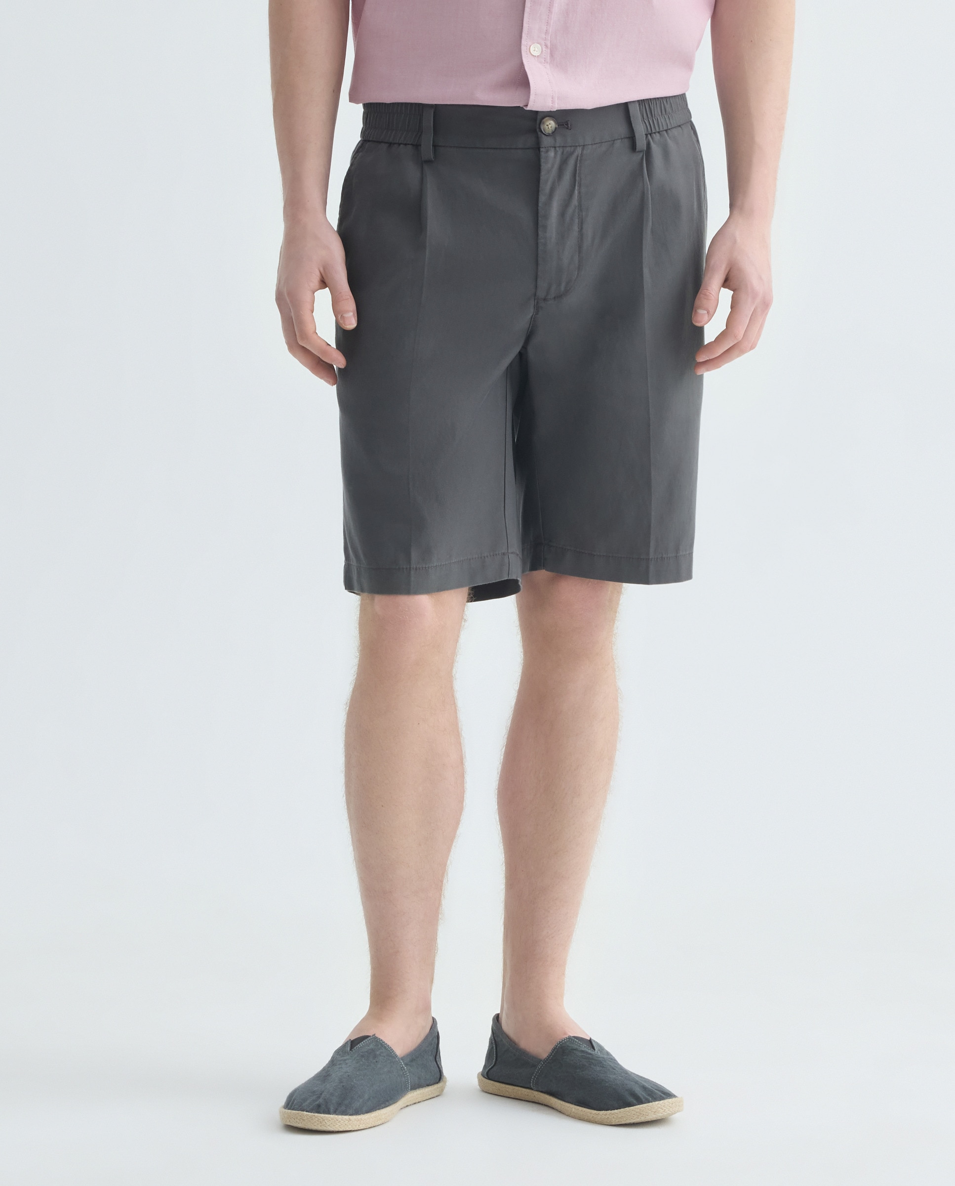 Bermuda hombre chino gomas con lino 830 Antracita-2