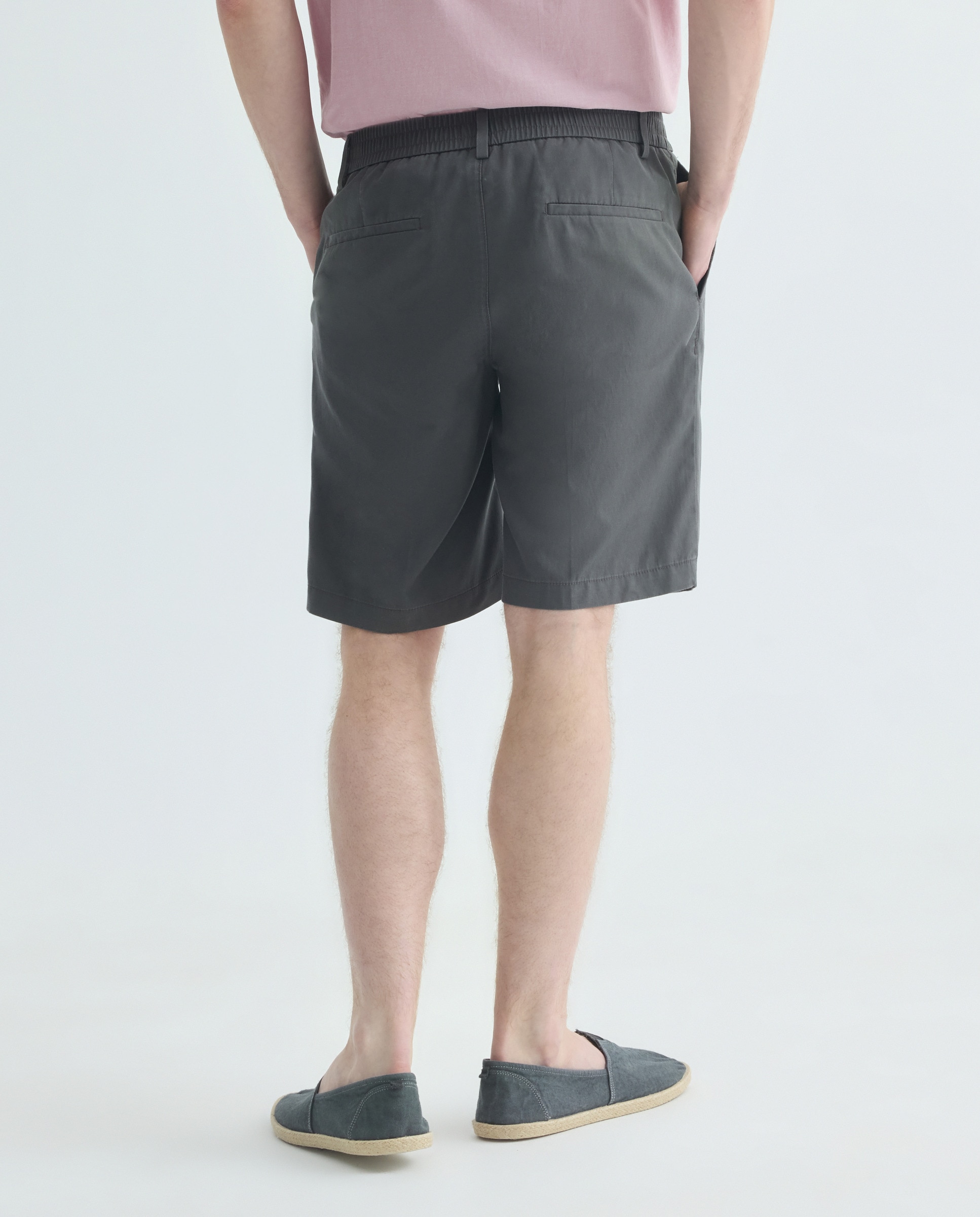 Bermuda hombre chino gomas con lino 830 Antracita-3