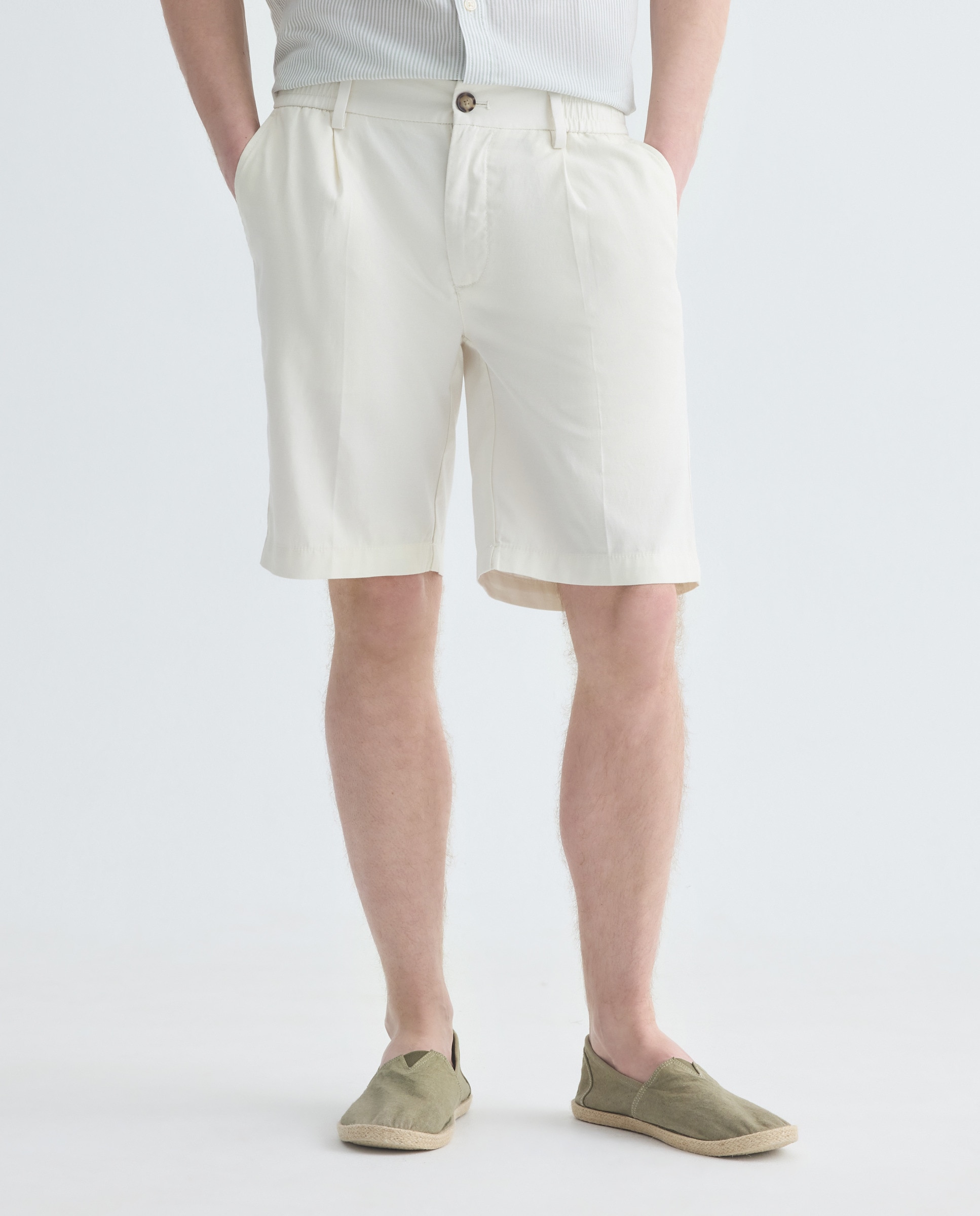 Bermuda hombre chino gomas con lino 850 Piedra-2