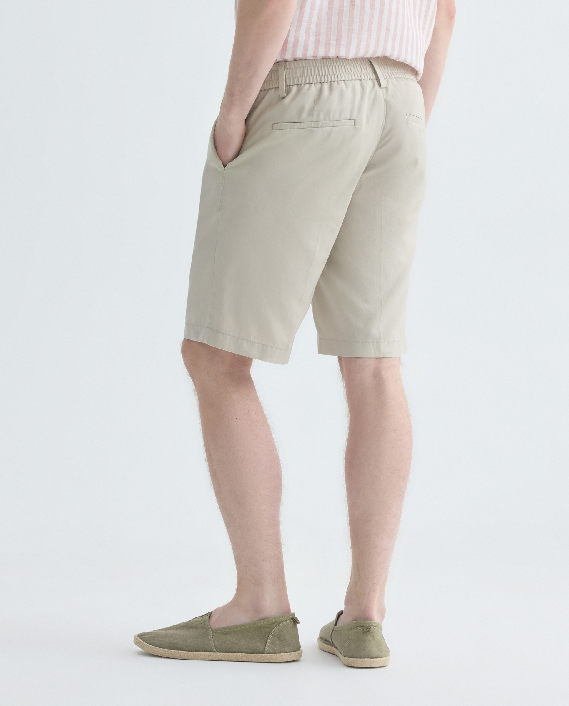 Bermuda hombre chino gomas con lino Visón claro-3