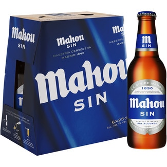 cerveza sin alcohol pack 6 botellas 25 cl - Mahou Sin