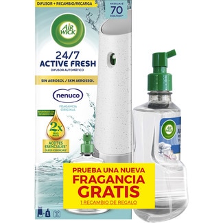 ambientador difusor automático Active Fresh Nenuco 24/7 sin aerosol aparato + recambio + 1 recambio de regalo - Air Wick