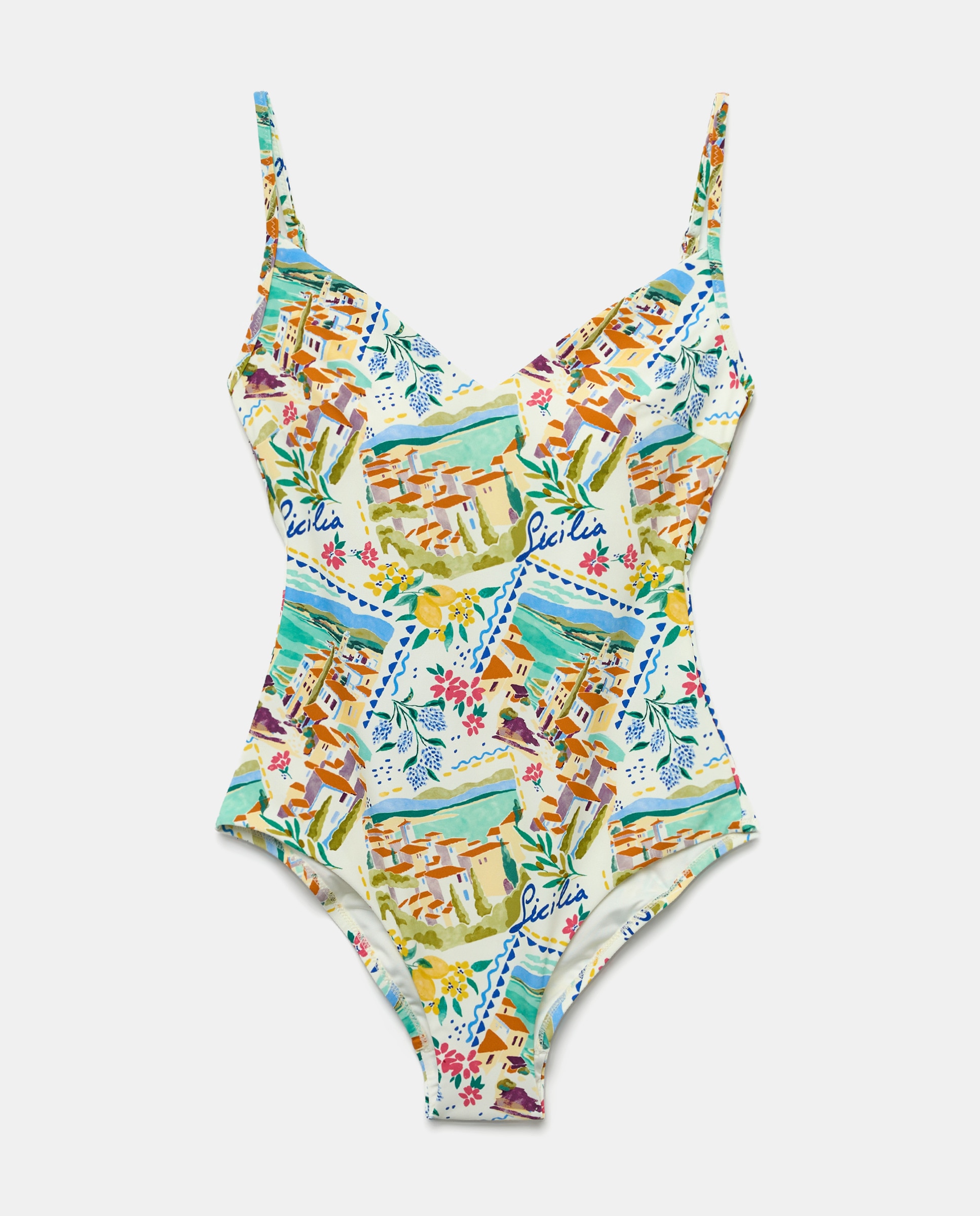 Fato de Banho de Poliamida com Estampado Branco-4
