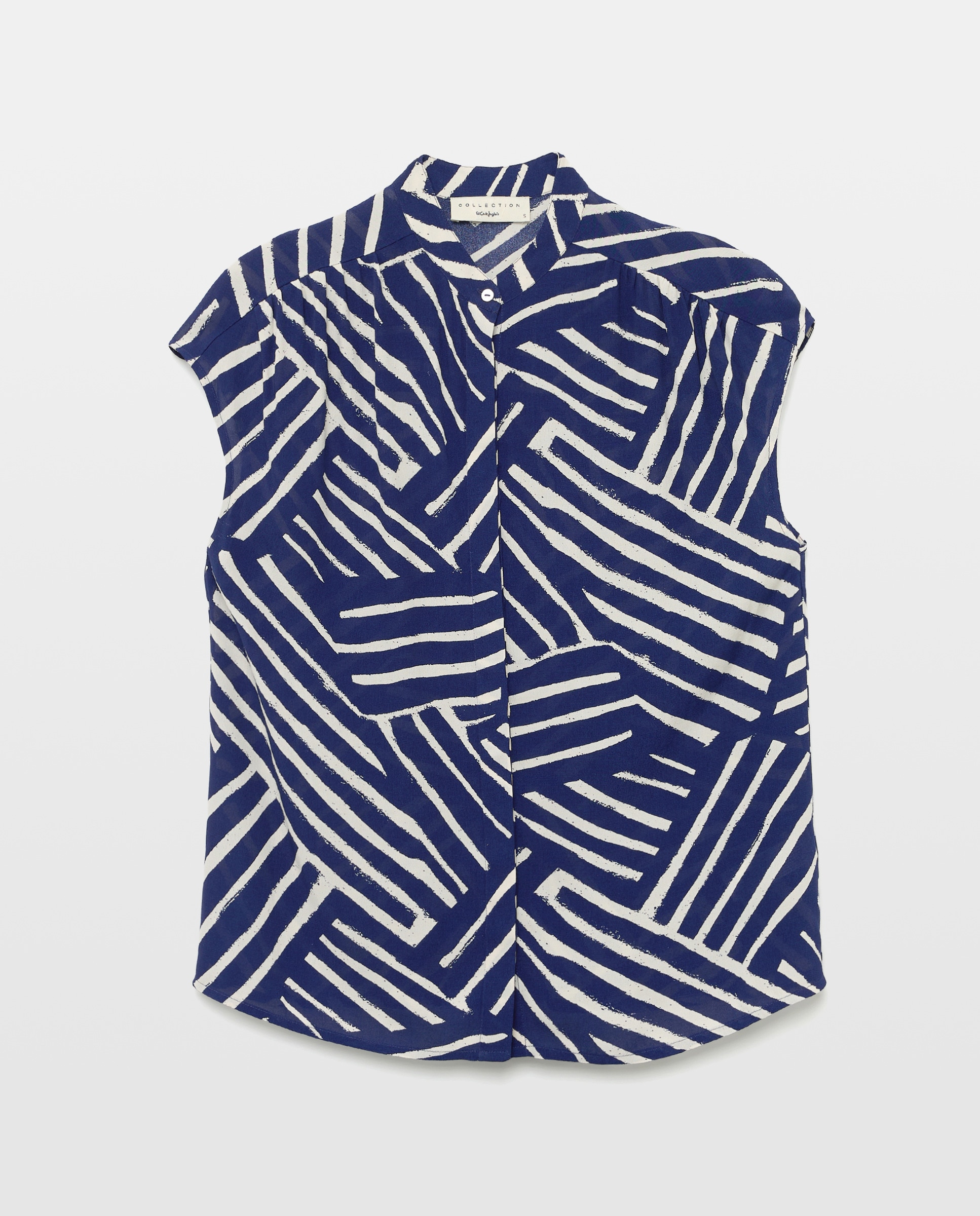 Blusa sem Mangas Estampada Azul-4