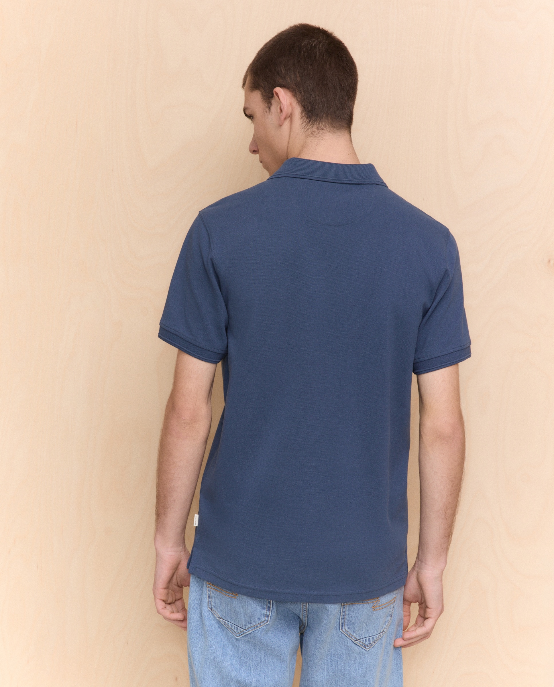 Polo com Manga Curta Índigo-3