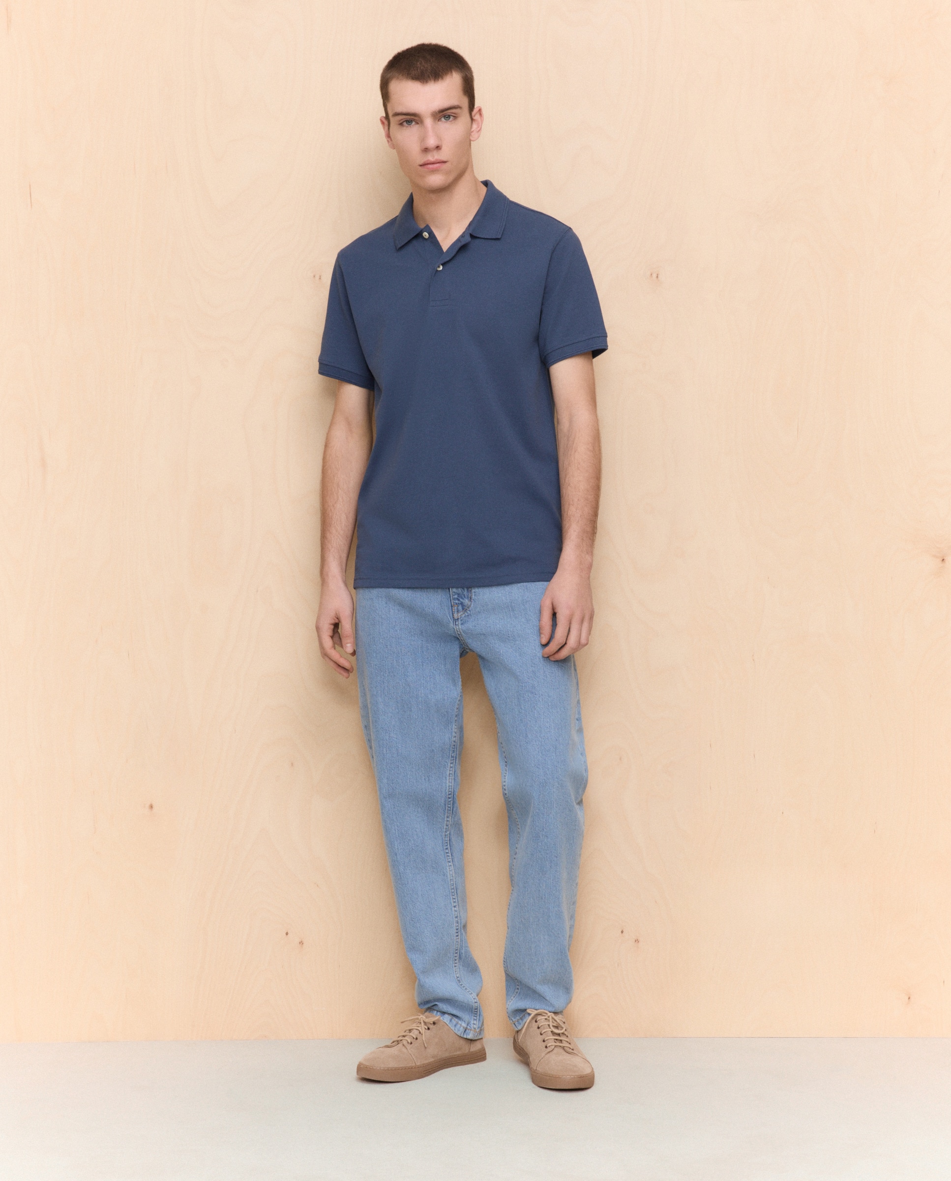 Polo com Manga Curta Índigo-2