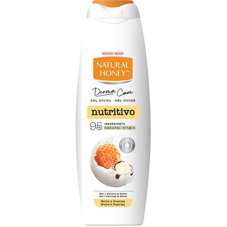gel de baño DermaCare Nutritivo con miel y manteca de karité nutre y suaviza botella 650 ml - Natural Honey