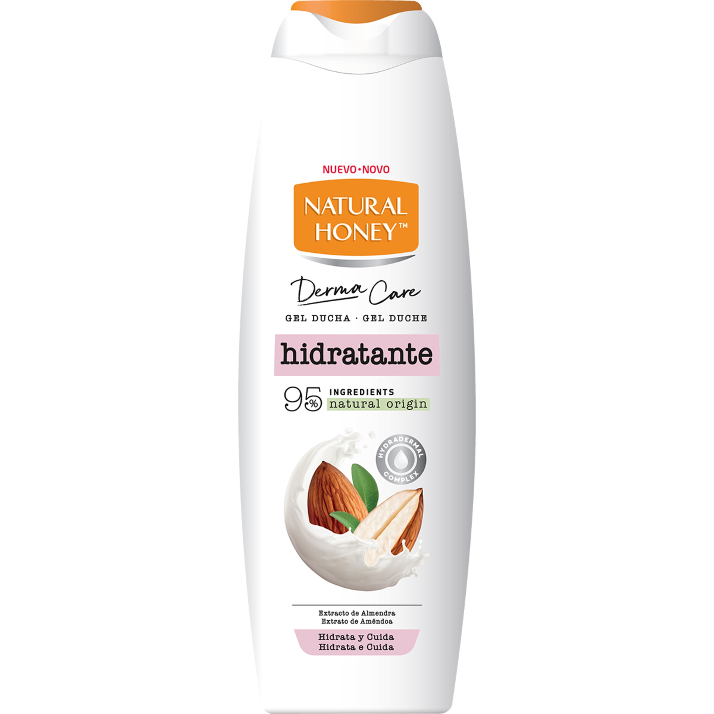 gel de baño DermaCare hidratante con extracto de almendra hidrata y cuida botella 650 ml