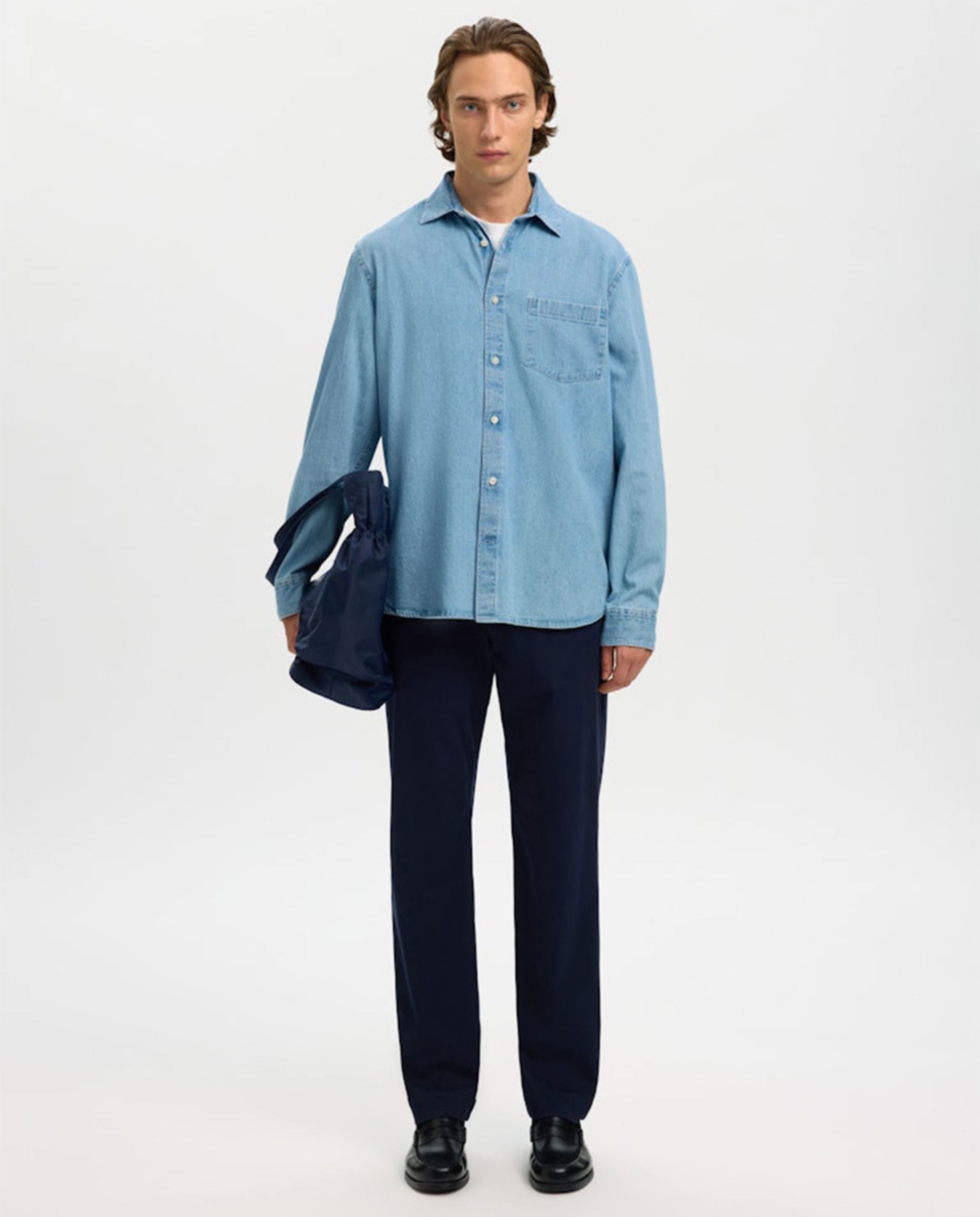 Camisa de Ganga Azul-claro-5