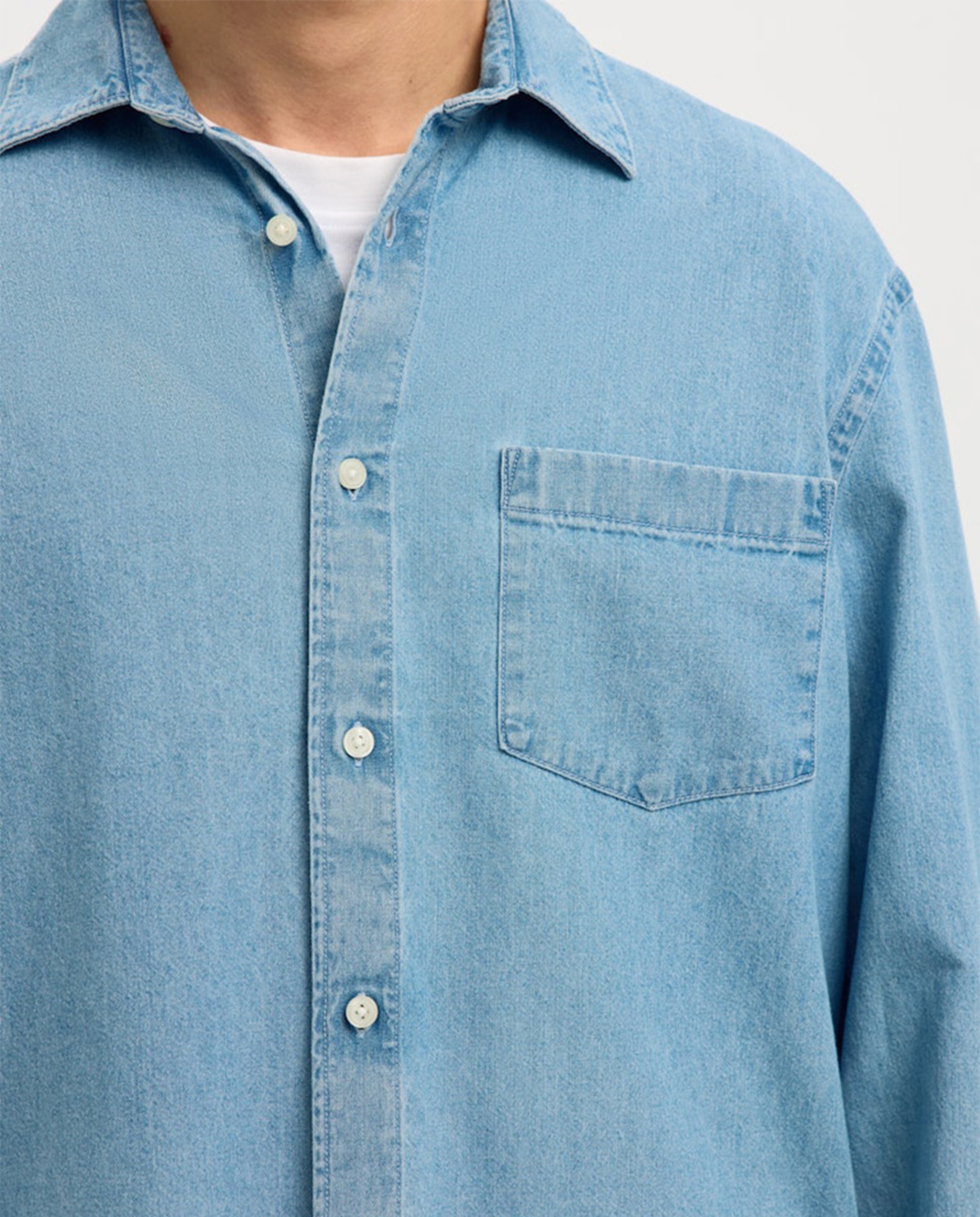 Camisa de Ganga Azul-claro-3