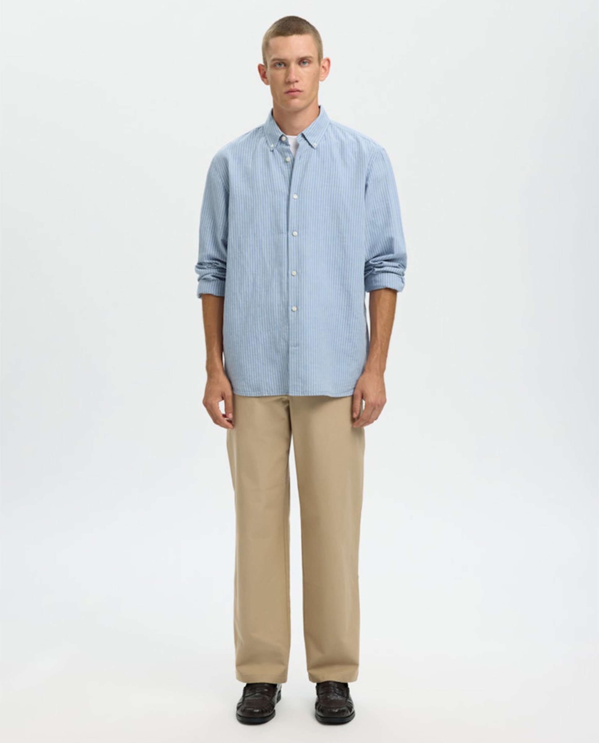 Camisa Regular Fit com Manga Comprida Azul-claro-6