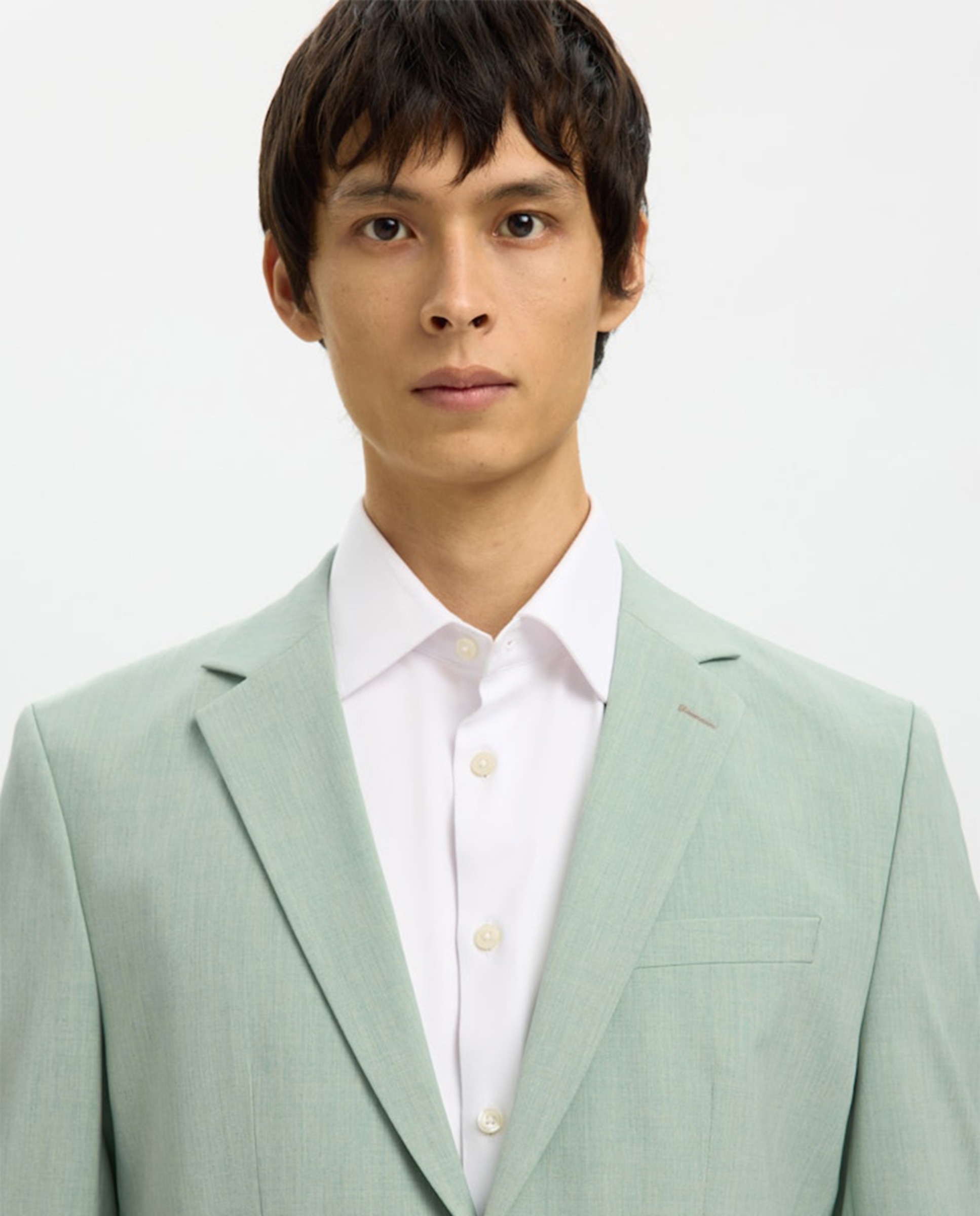 Chaqueta de traje de hombre Slim Fit lisa - Selected - Verde claro Verde claro-3