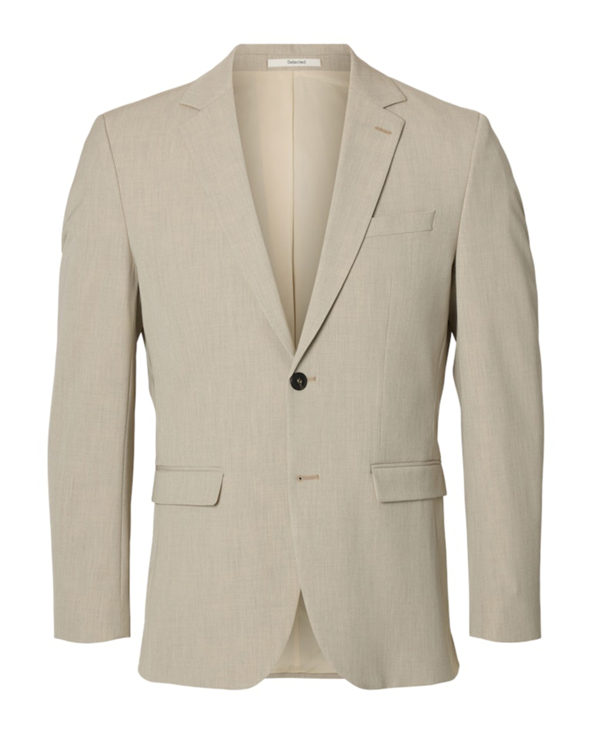 Casaco de Fato Slim Fit Liso Bege-4
