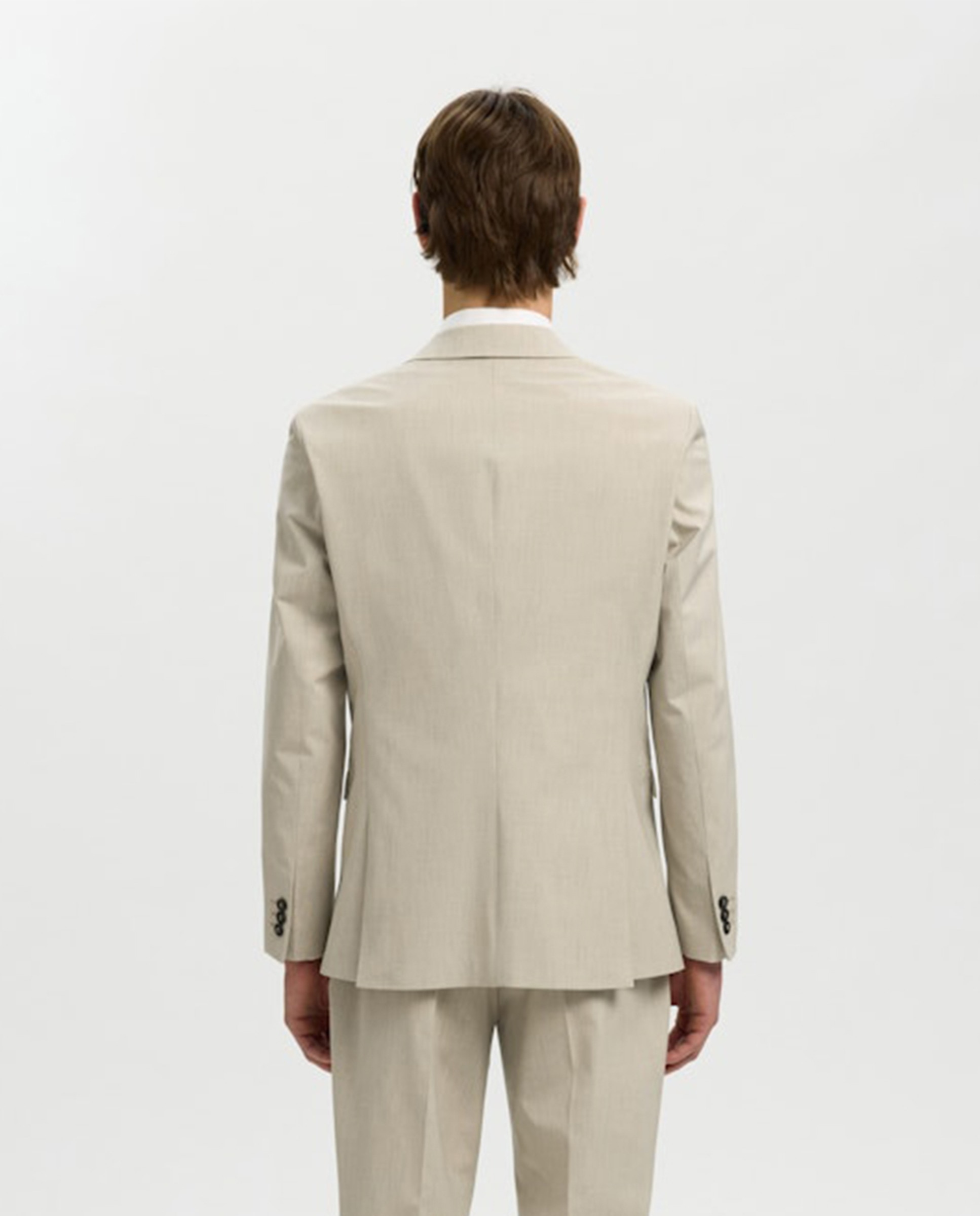 Casaco de Fato Slim Fit Liso Bege-2