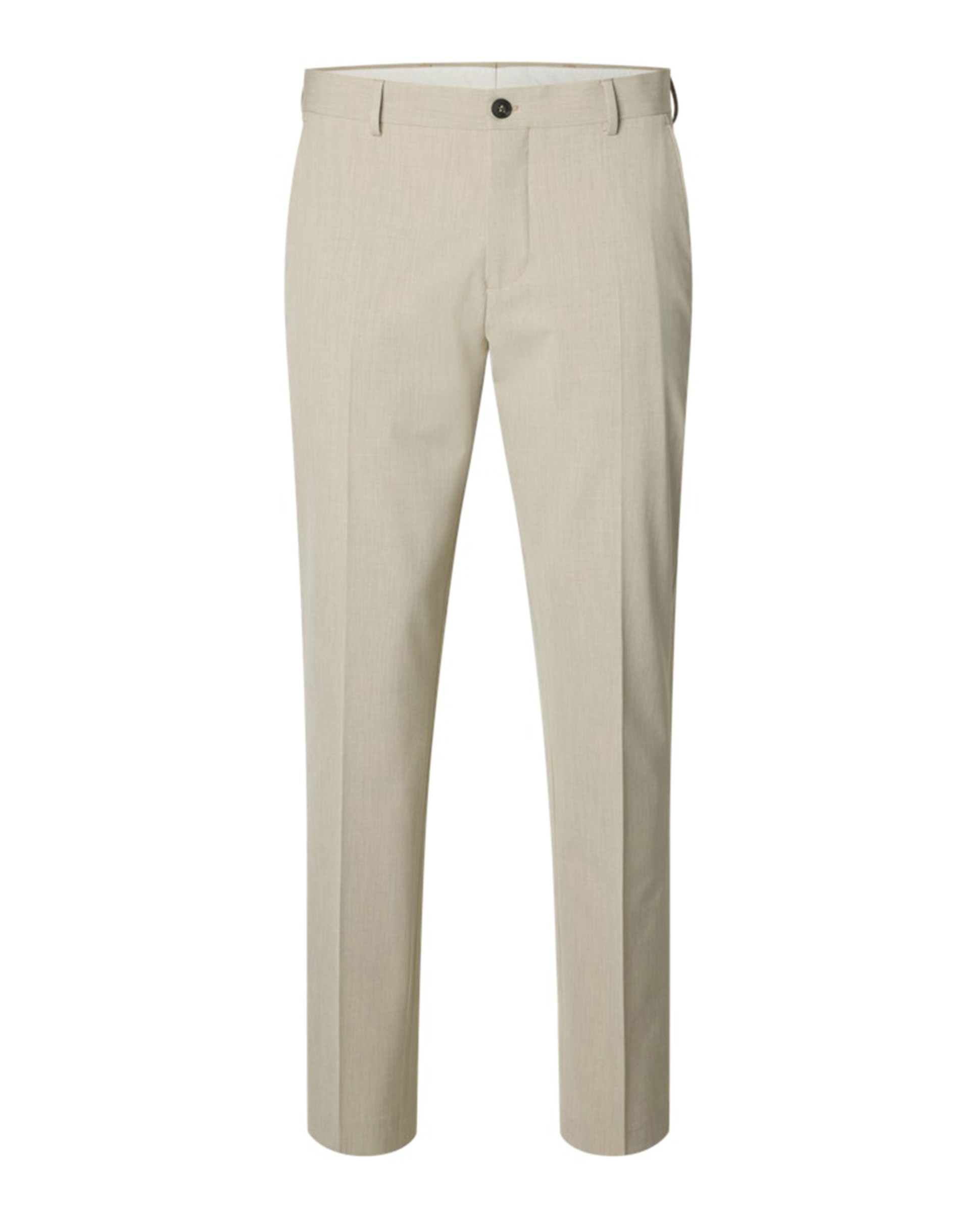 Calças de Fato Slim Fit Lisas Bege-5
