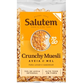 Muesli Crunch de Aveia e Mel embalagem 70 g - Salutem