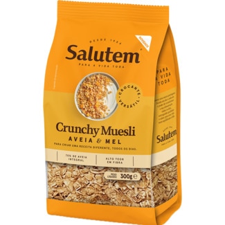 Muesli Crunch de Aveia e Mel embalagem 300 g - Salutem