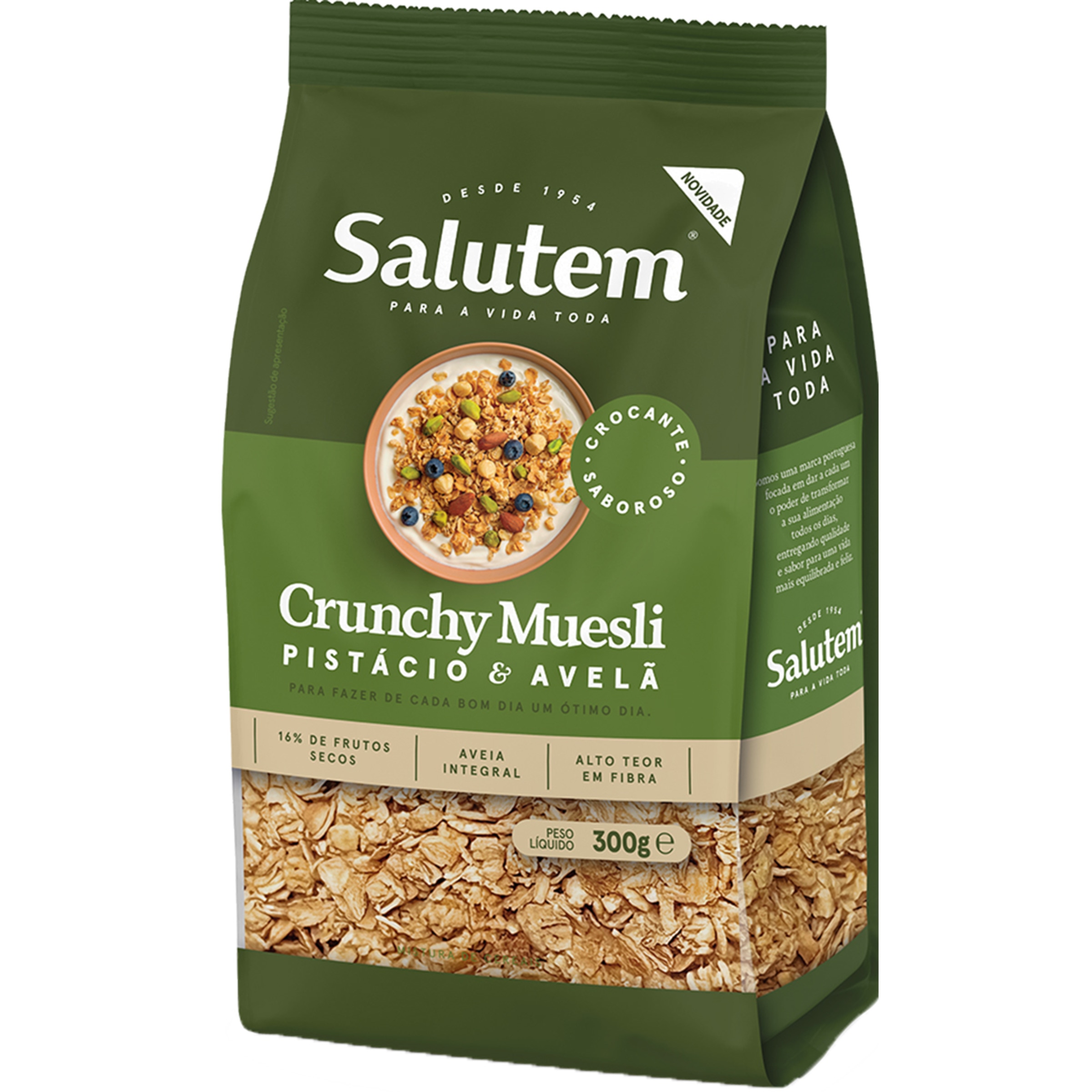 Muesli Crunch Avelã e Pistacho embalagem 300 g