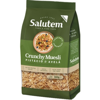Muesli Crunch Avelã e Pistacho embalagem 300 g - Salutem