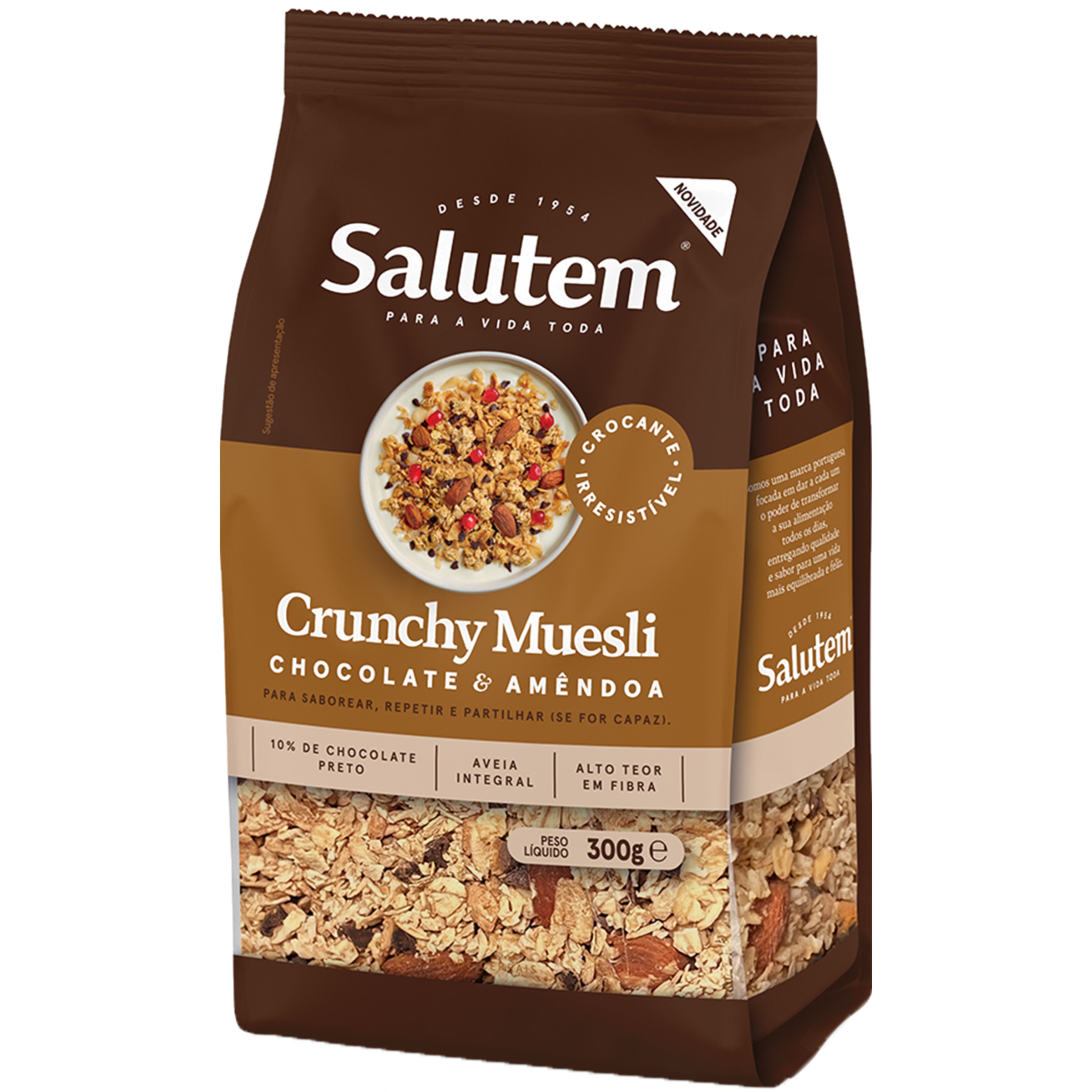 Muesli Crunch Amêndoa e Chocolate embalagem 300 g