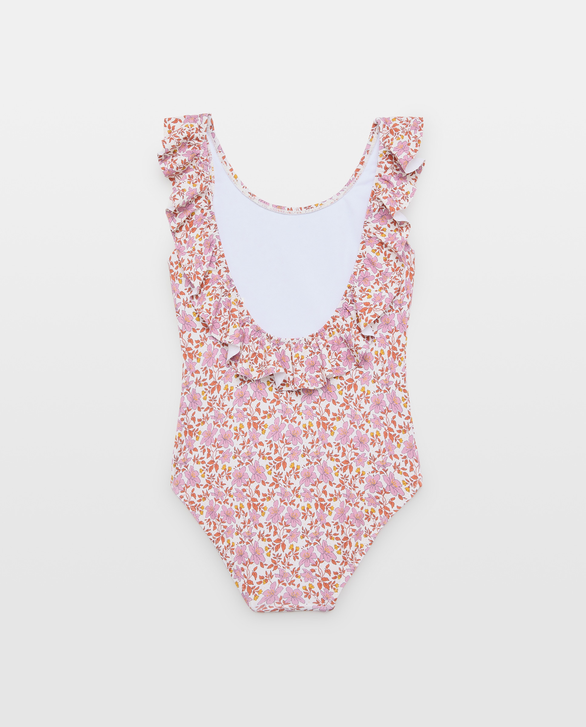 Bañador niña volantes flores clásicas 200 Rosa-2