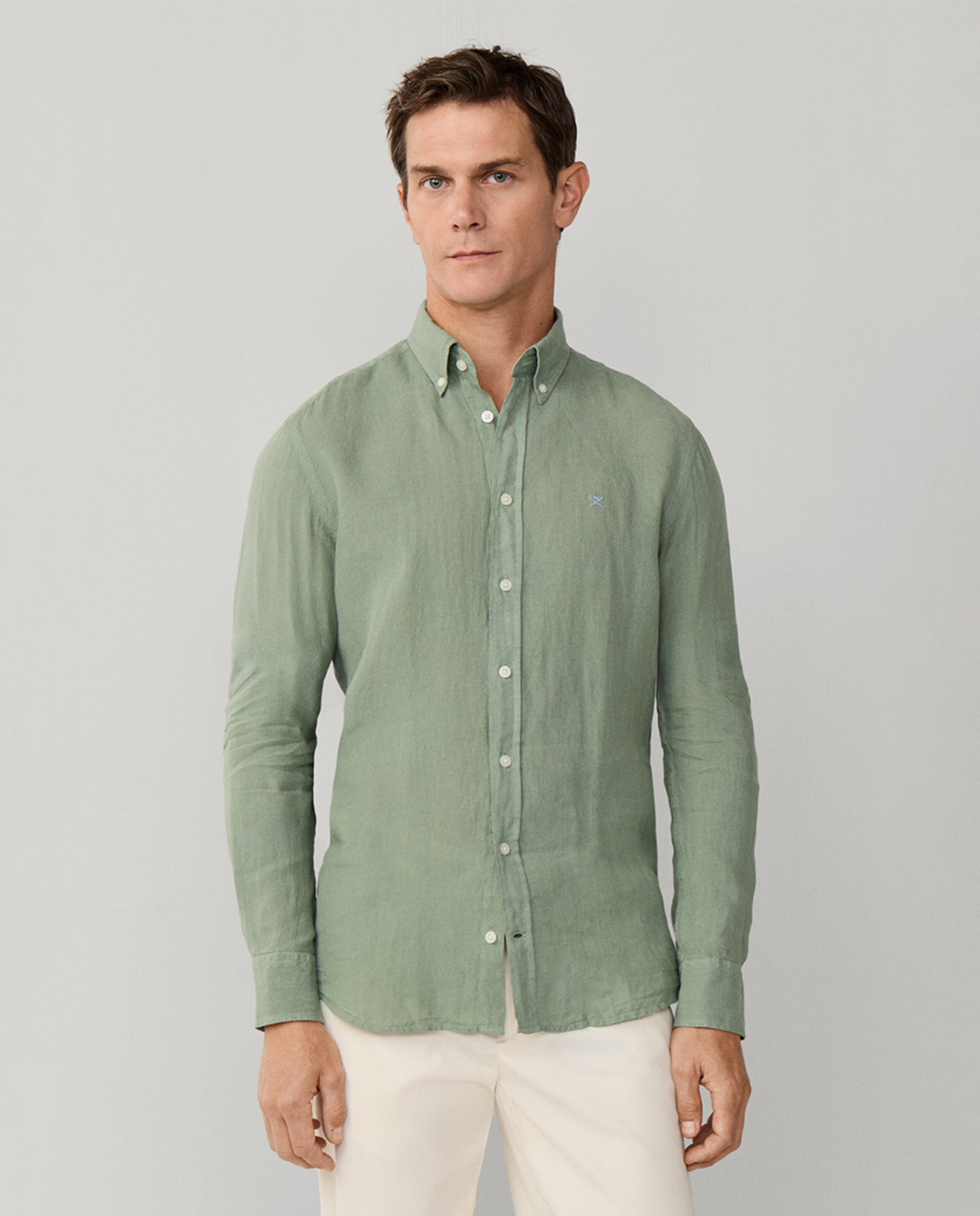 Imagem 0 de Camisa de Linho Lisa com Logótipo Bordado