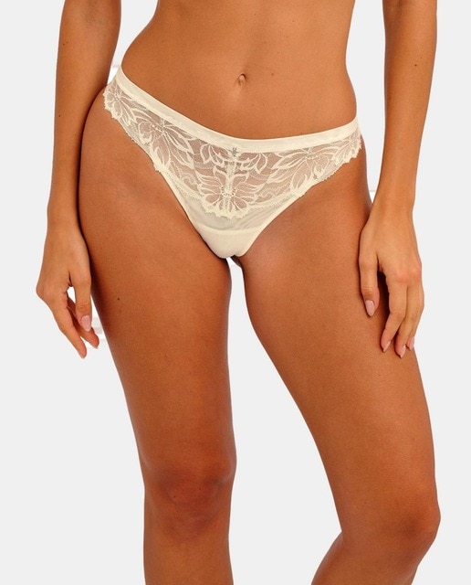 Imagem 0 de Tanga Asa Delta de Renda Floral Plana e Tule Atrás